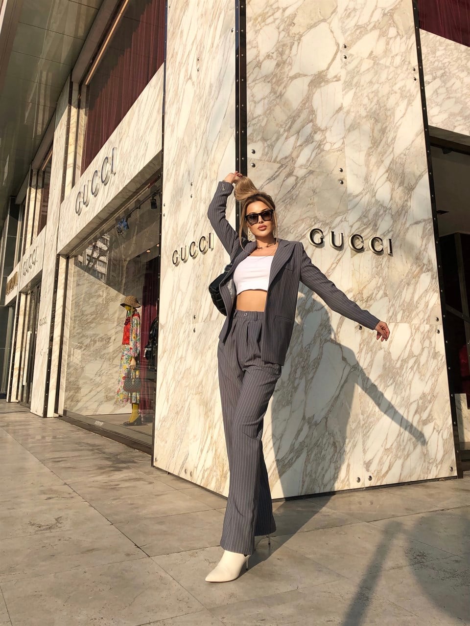 Çizgili Blazer Takım
