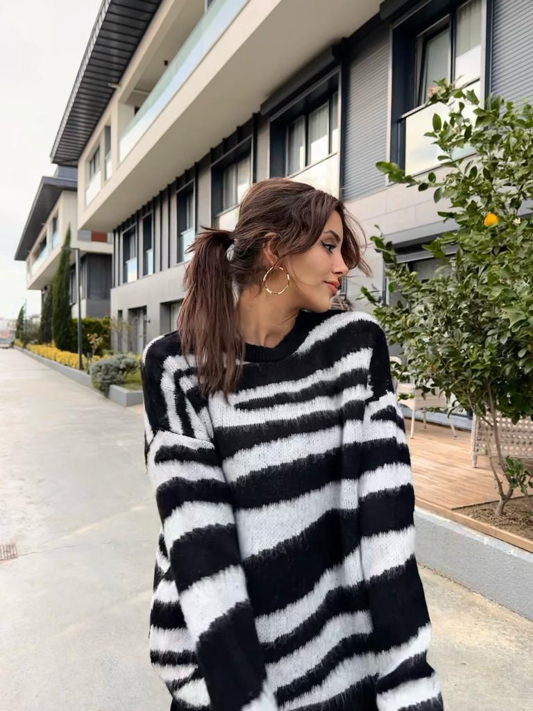 Deluxe Zebra Desen Kazak Siyah 1707485