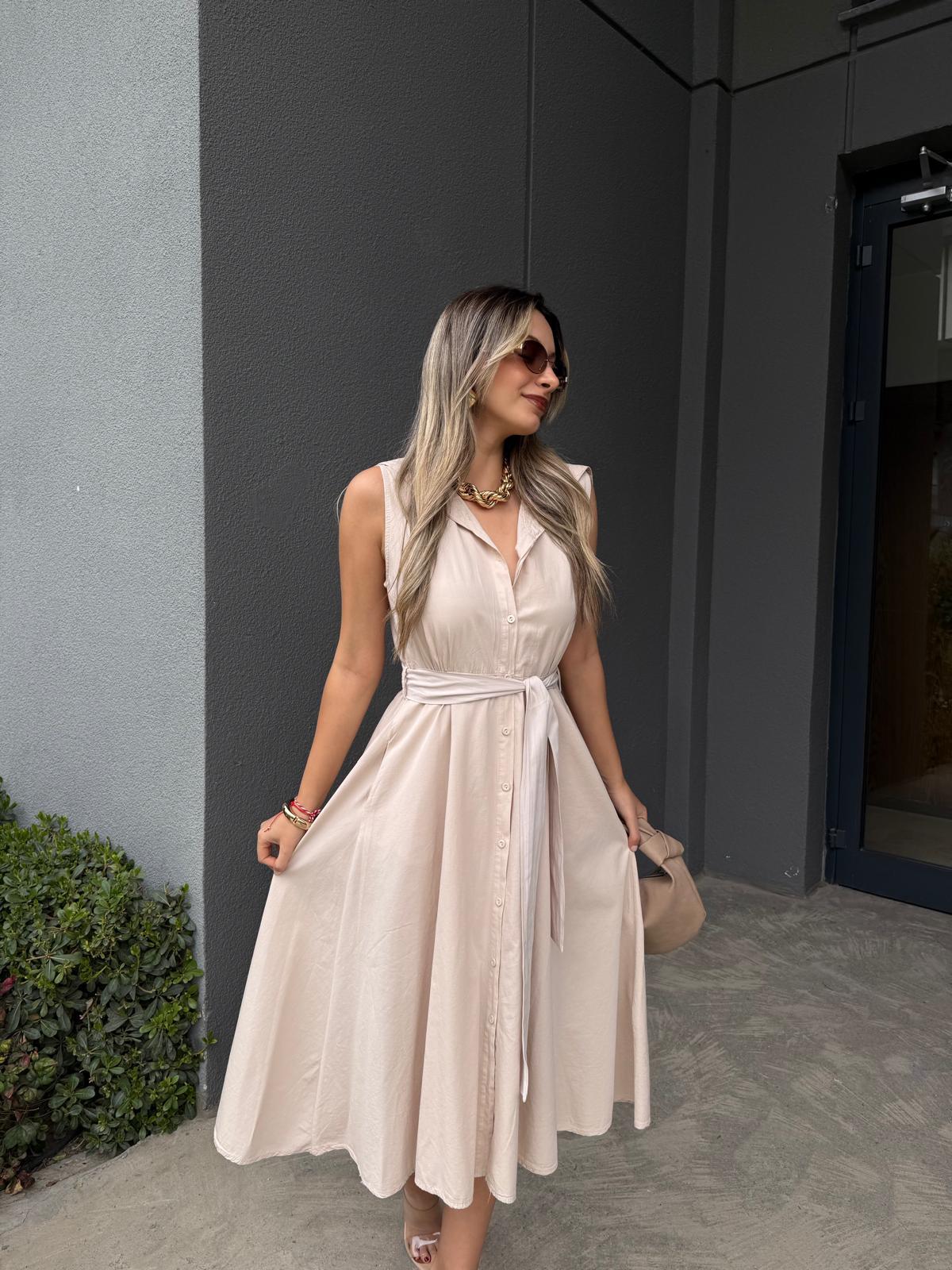 Denizci Yaka Düğmeli Elbise Kremyelb3020crm