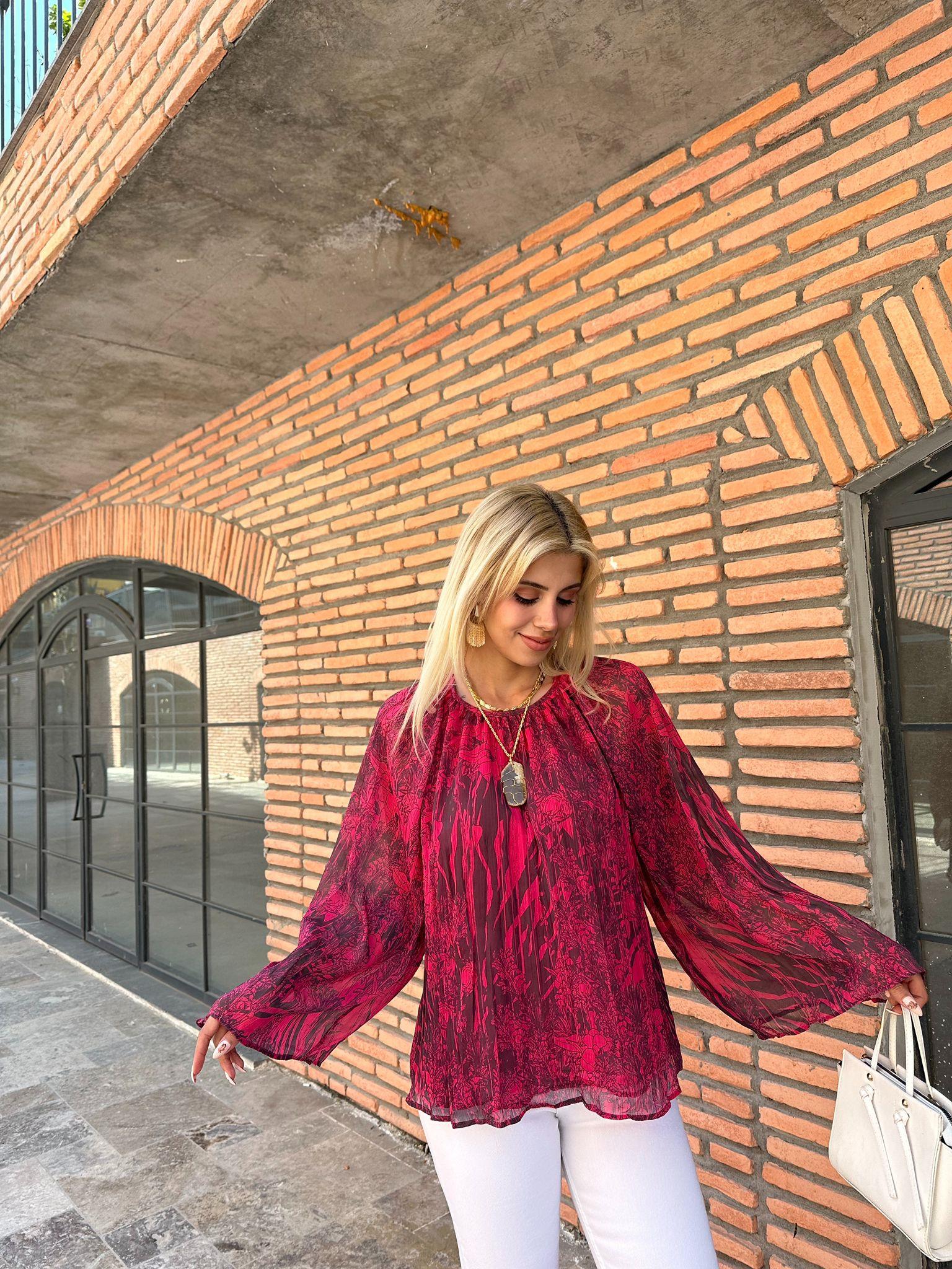 Desenli Orjinal Marka Şifon Bluz 0706294