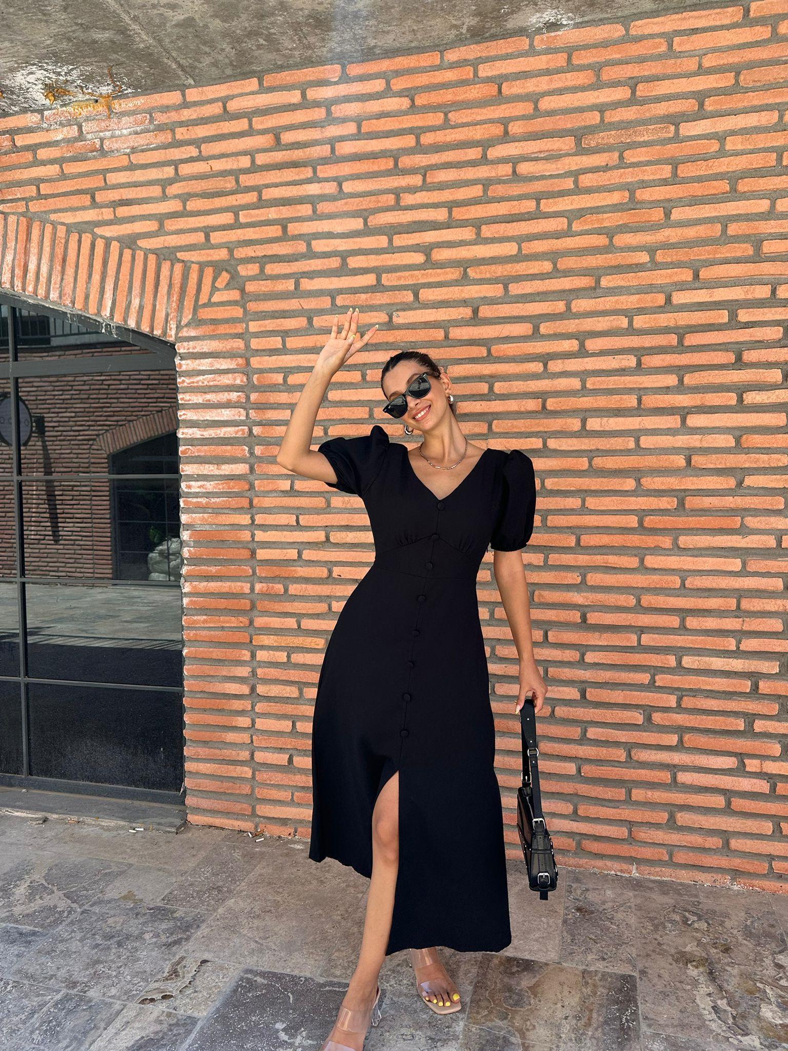 Diana Siyah Keten Elbise  070621124
