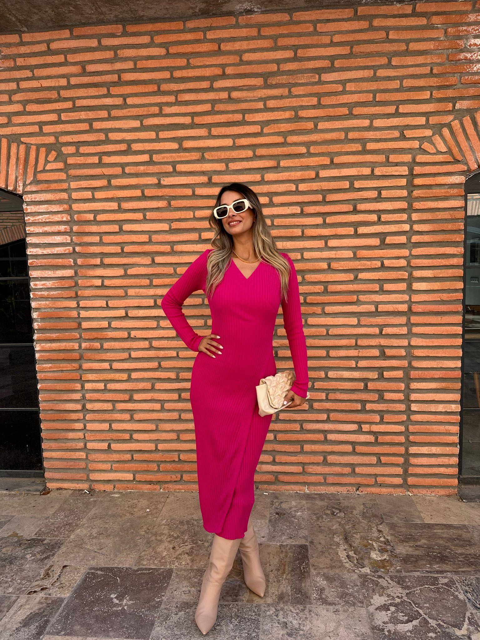 Doria Fuşya Triko Elbise  0706224