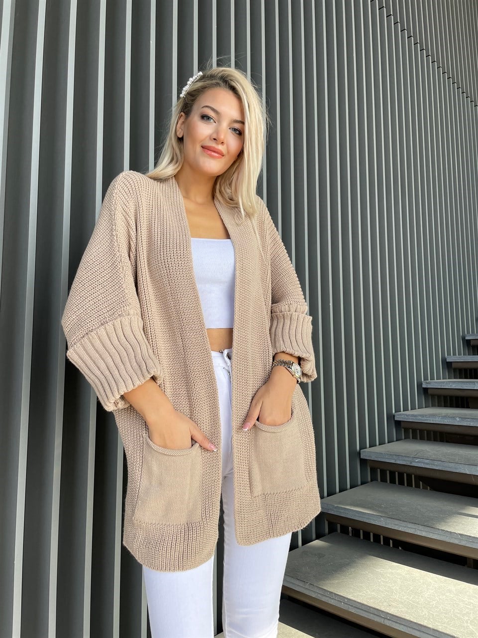 Duble Kol Camel Hırka