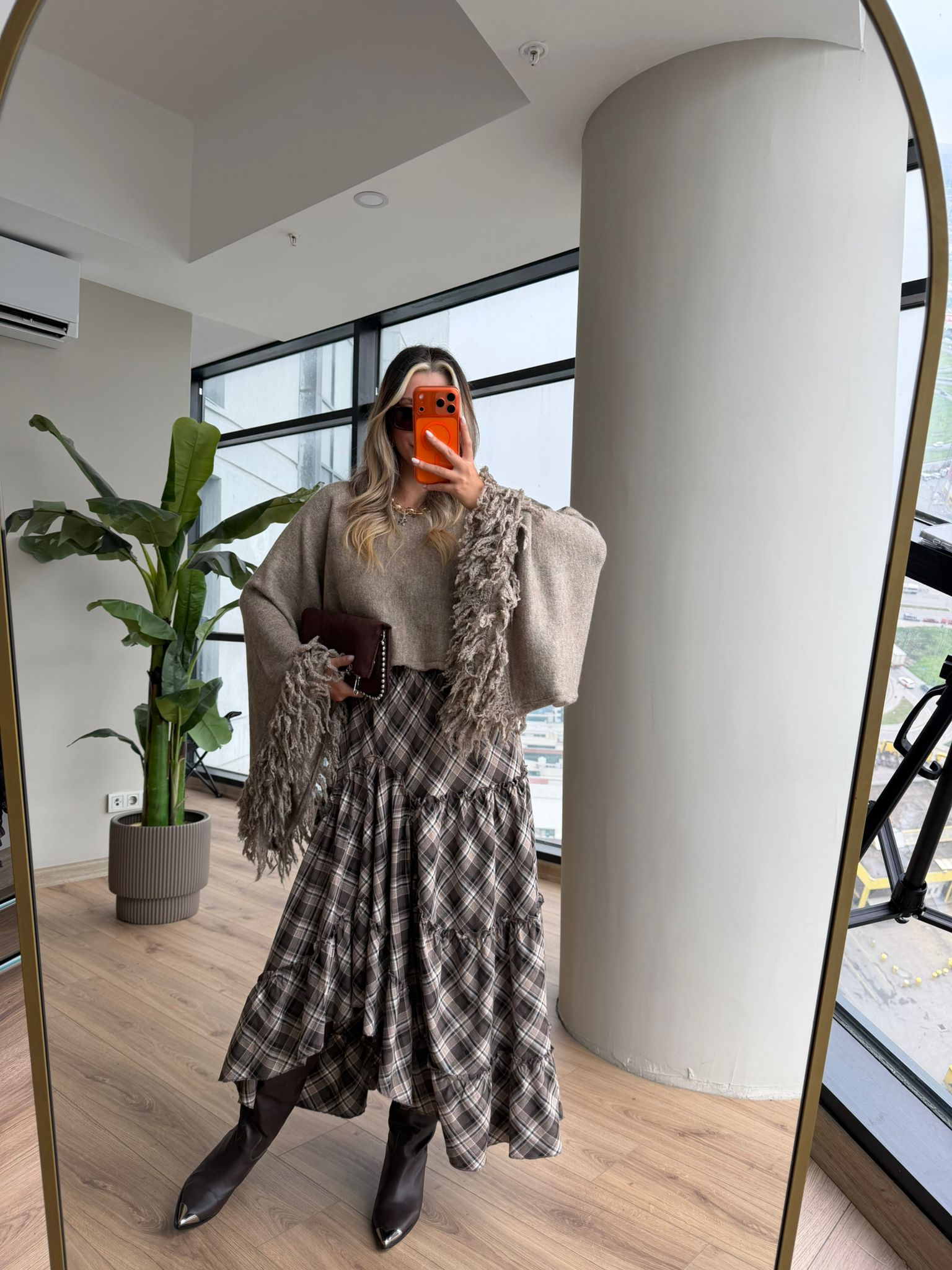 Bohona Asimetrik Ekose Etek Vizon