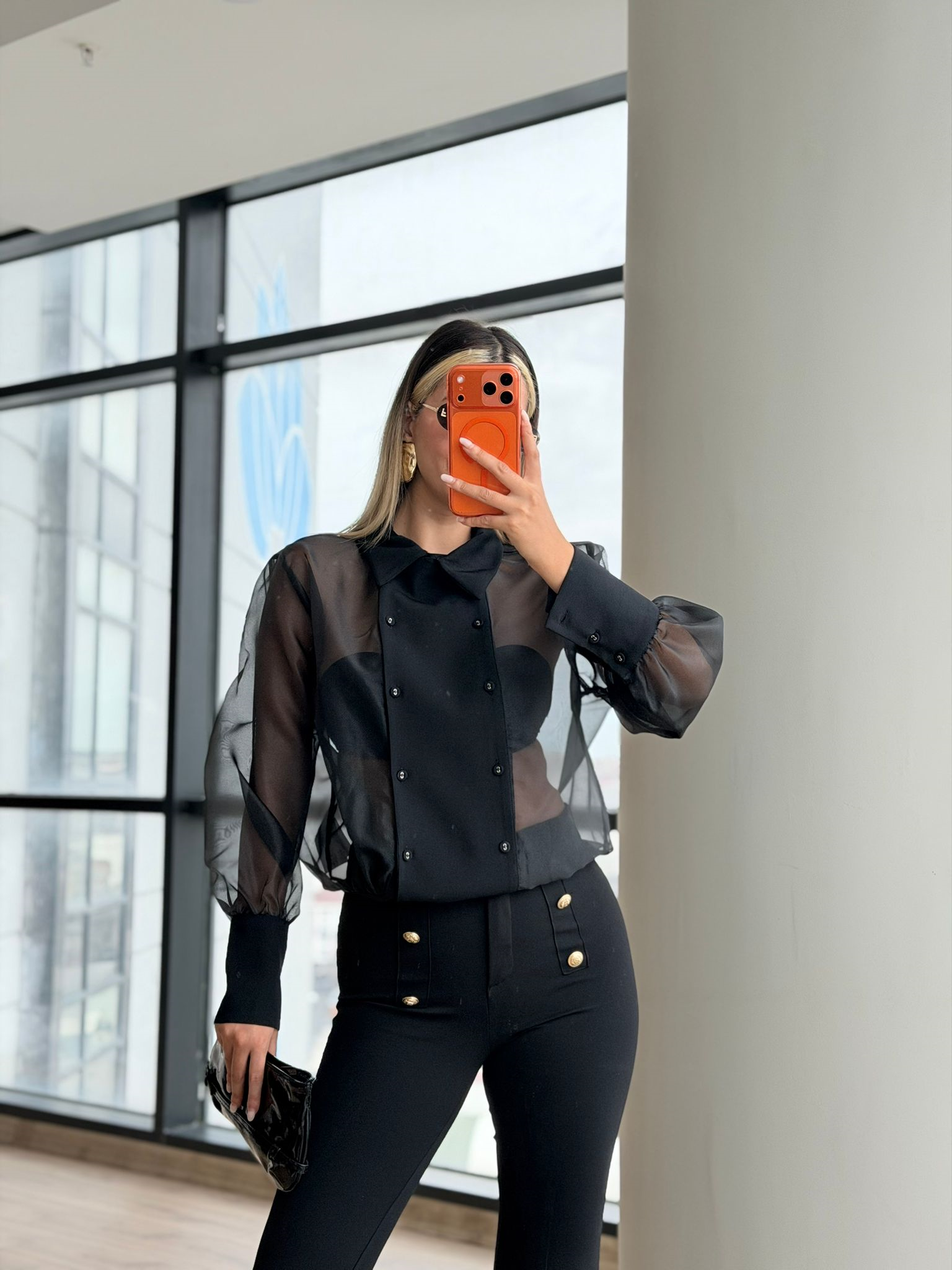 Premium Organze Tül Ceket Gömlek