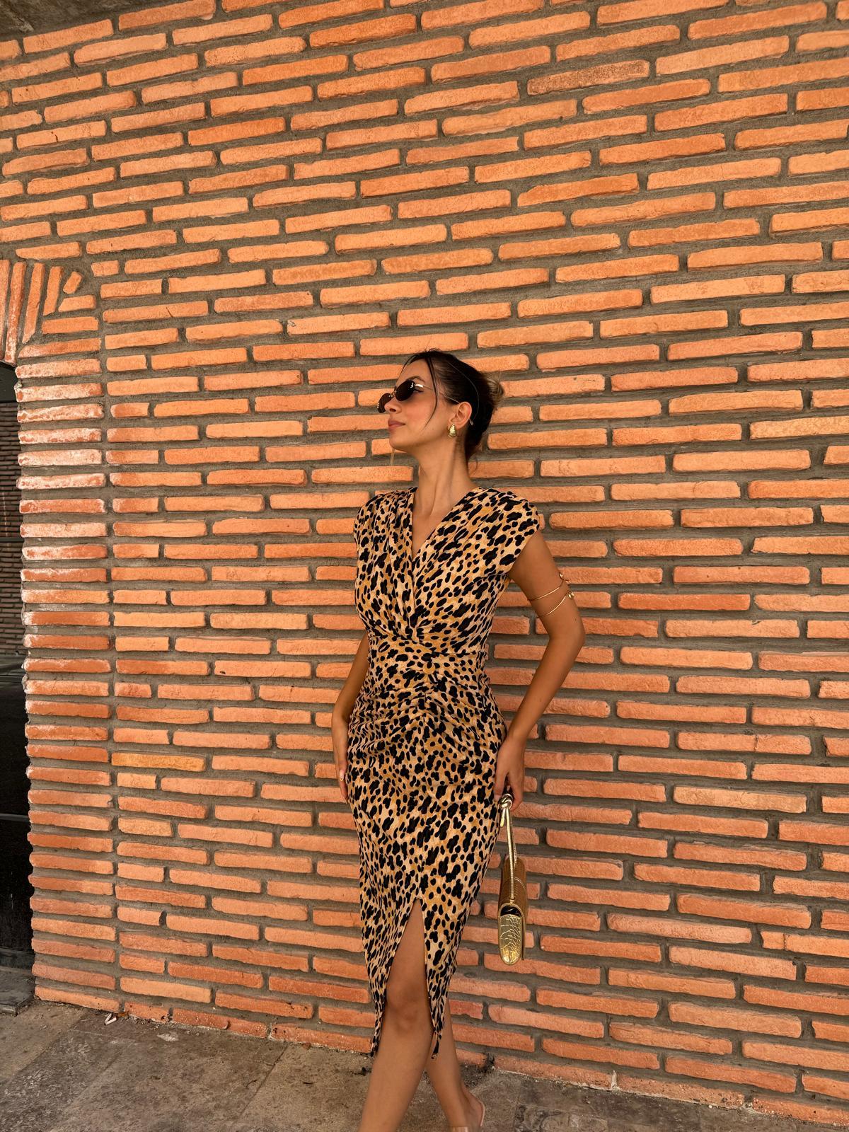 Eleni Leopar Desenli Kalem Elbise  070621158