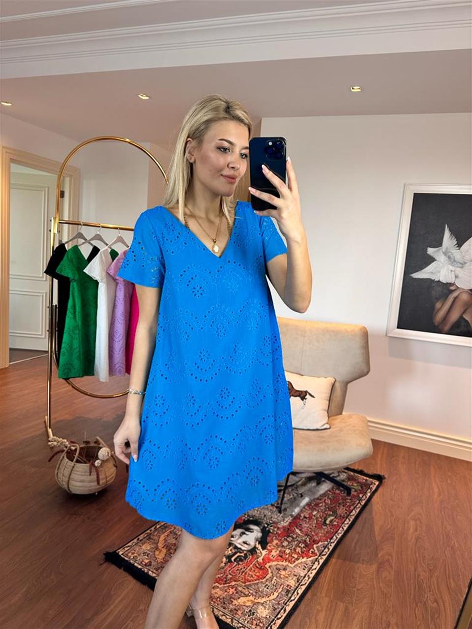 Emily Astarlı Fisto Elbise Mavi 1505234