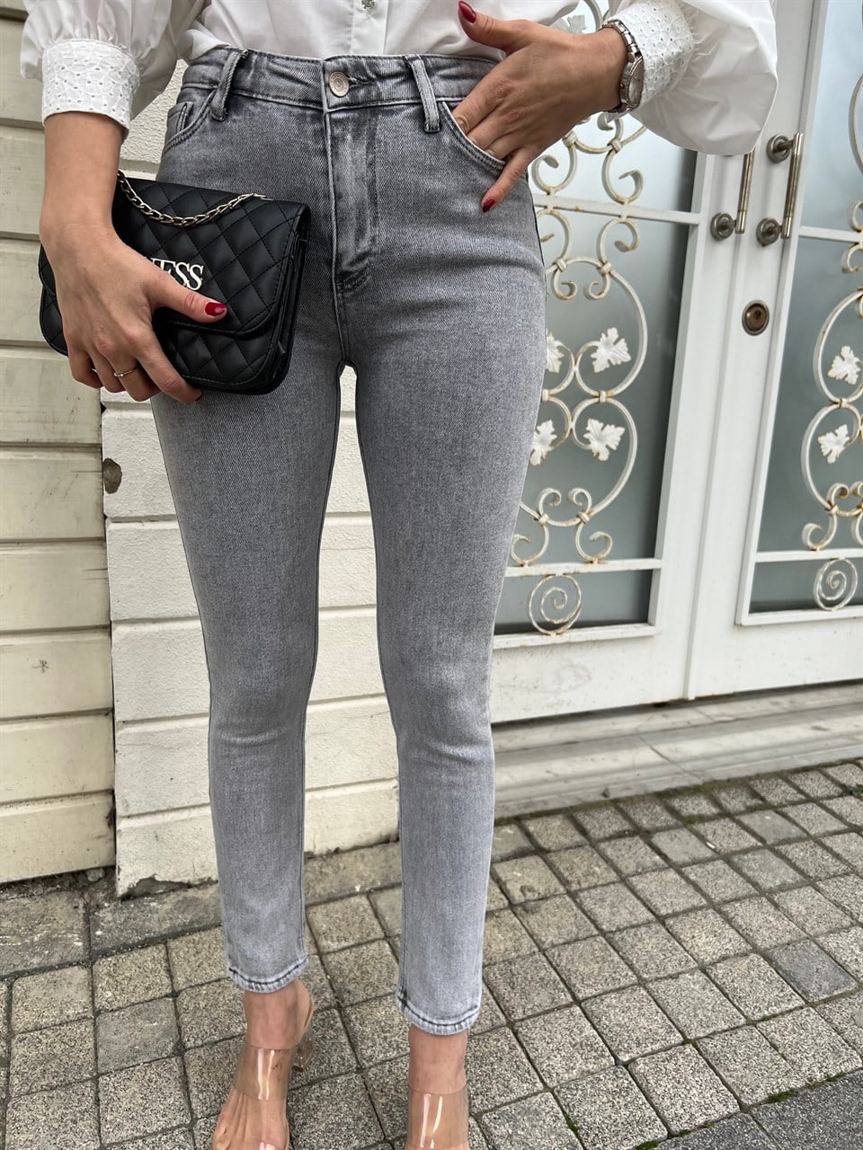 Füme Yıkamalı Skinny Likralı Jean