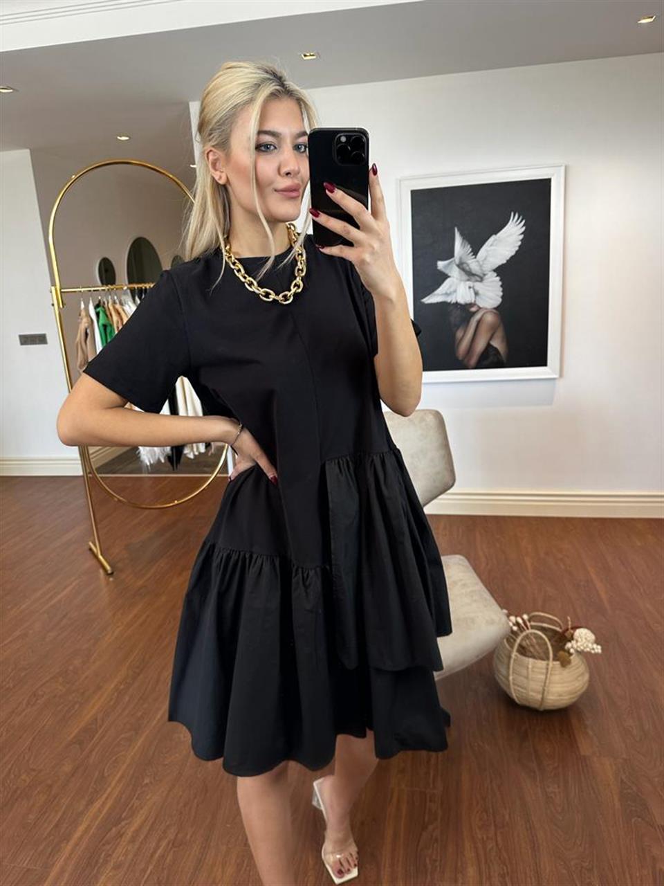 Garnia tasarım poplin-viskon elbise Siyah 1504136