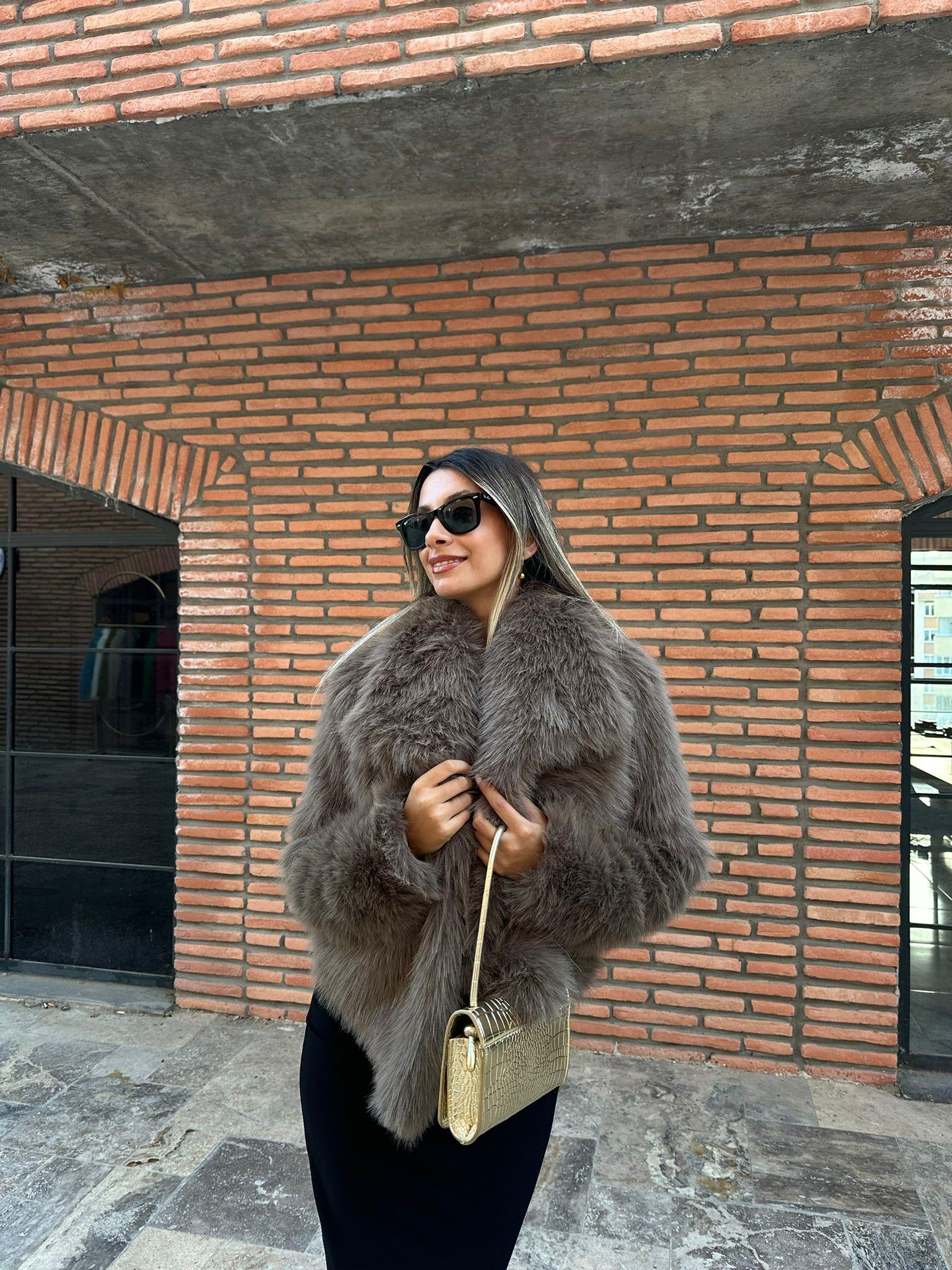Hilda Zra Model Şal Yaka Kahverengi Kürk 1707434
