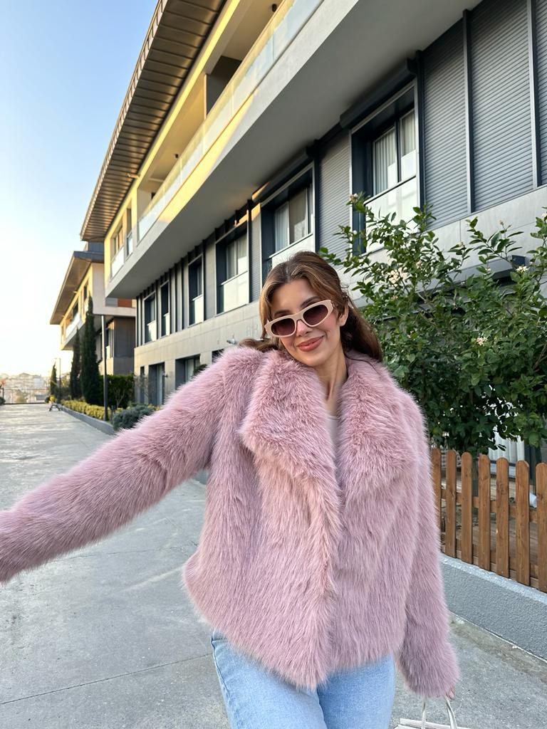Hilda Zra Model Şal Yaka Pembe Kürk 1707434