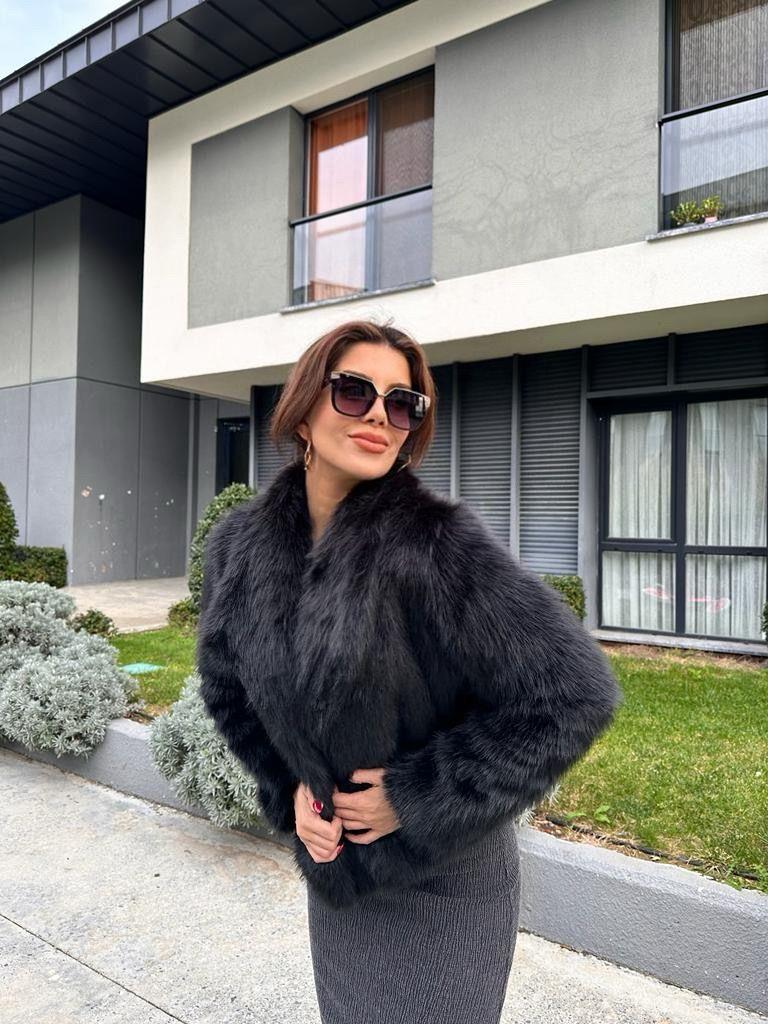 Hilda Zra Model Şal Yaka Siyah Kürk 1707434