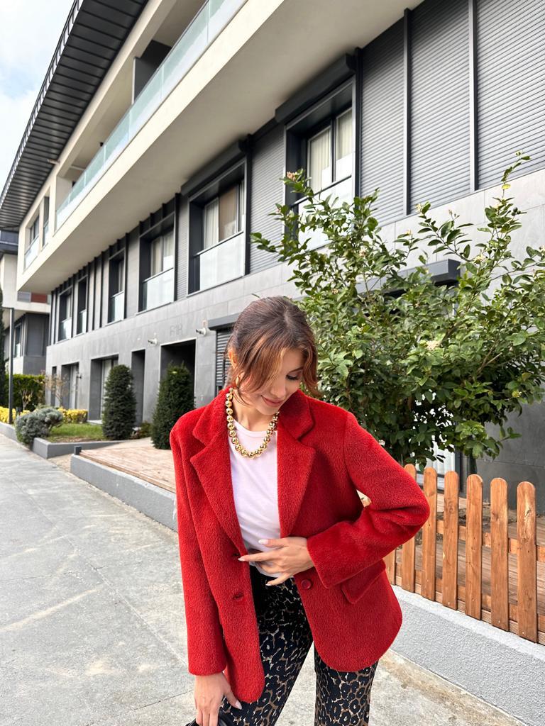 İtaly Soft Kumaş Kırmızı Blazer 1707532