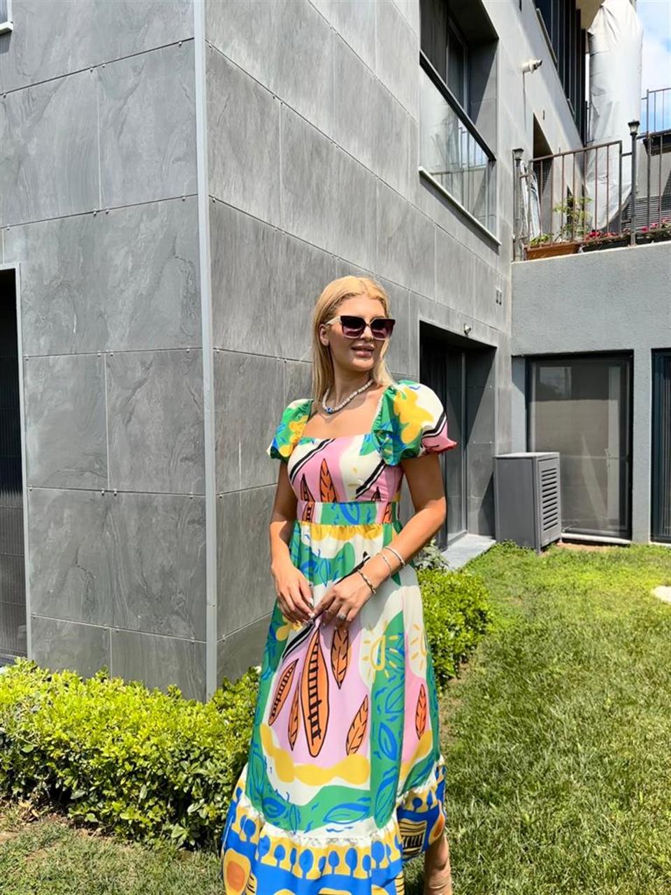 Karnaval Desenli Poplin Elbise 1506287