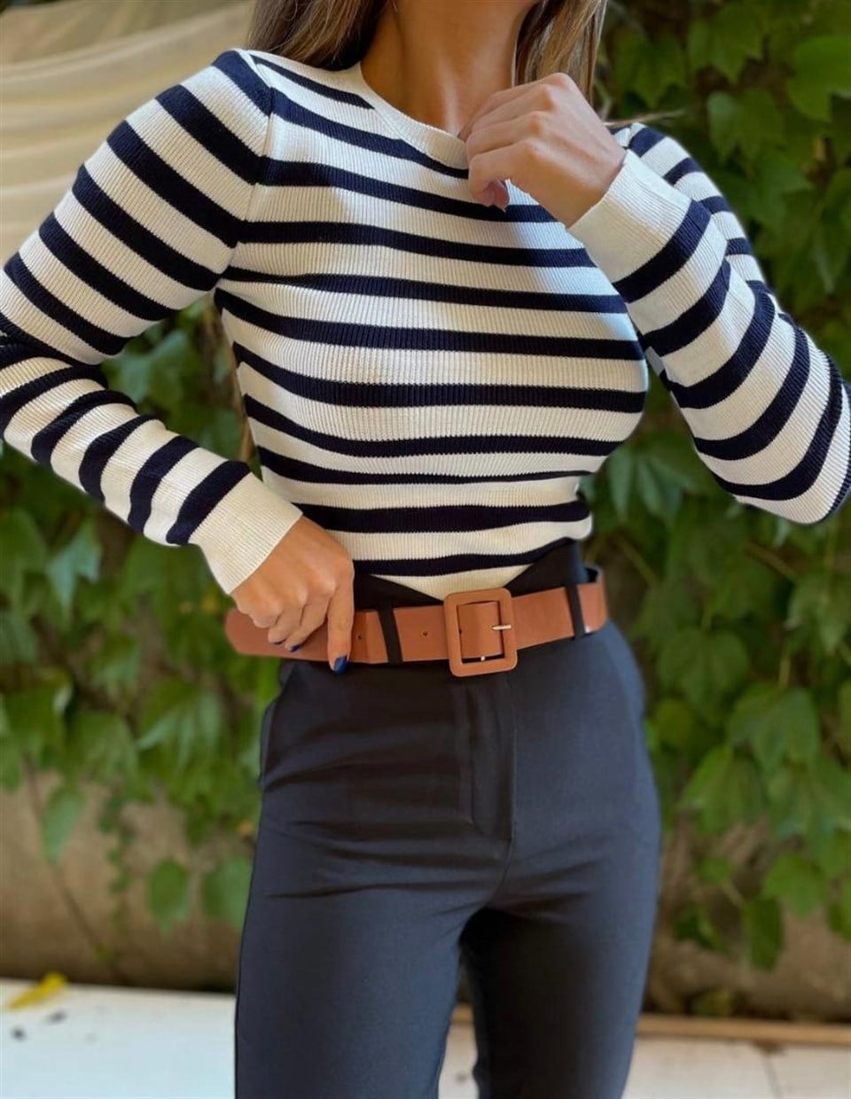 Lacivert Çizgili Triko
