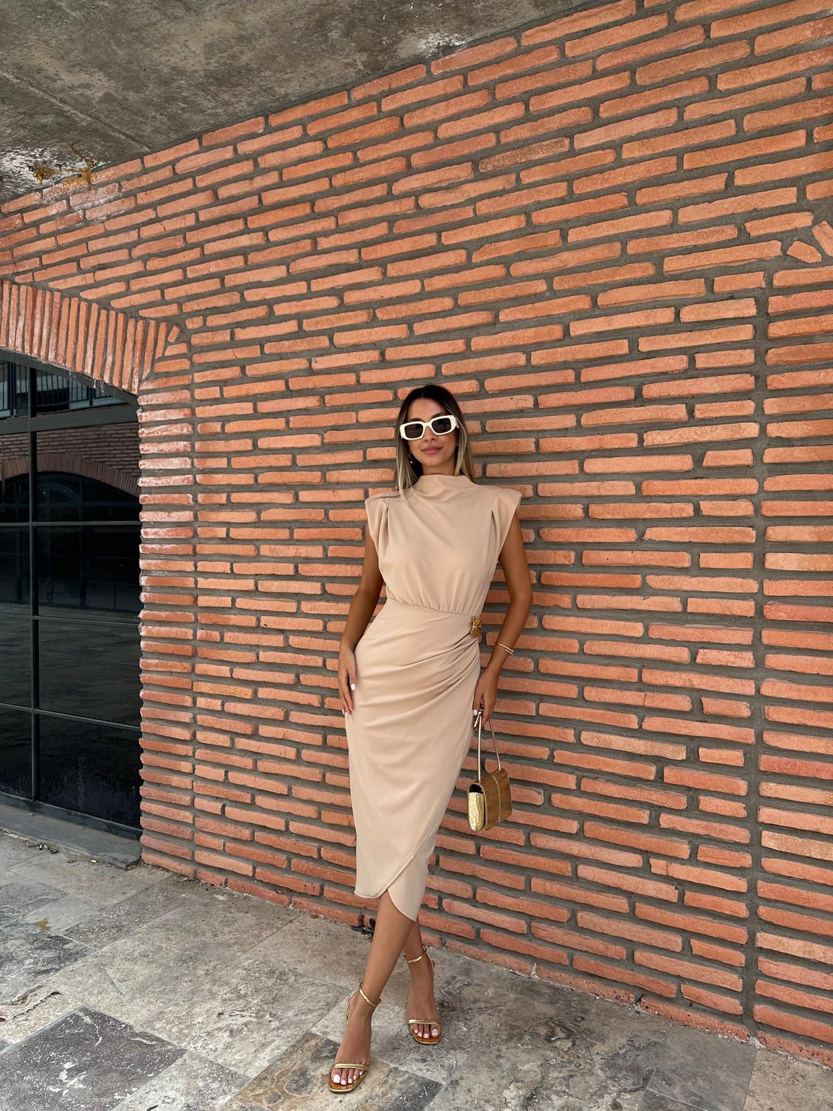 Lelisa Beli Gold Tokalı Krem Elbise 0706211102