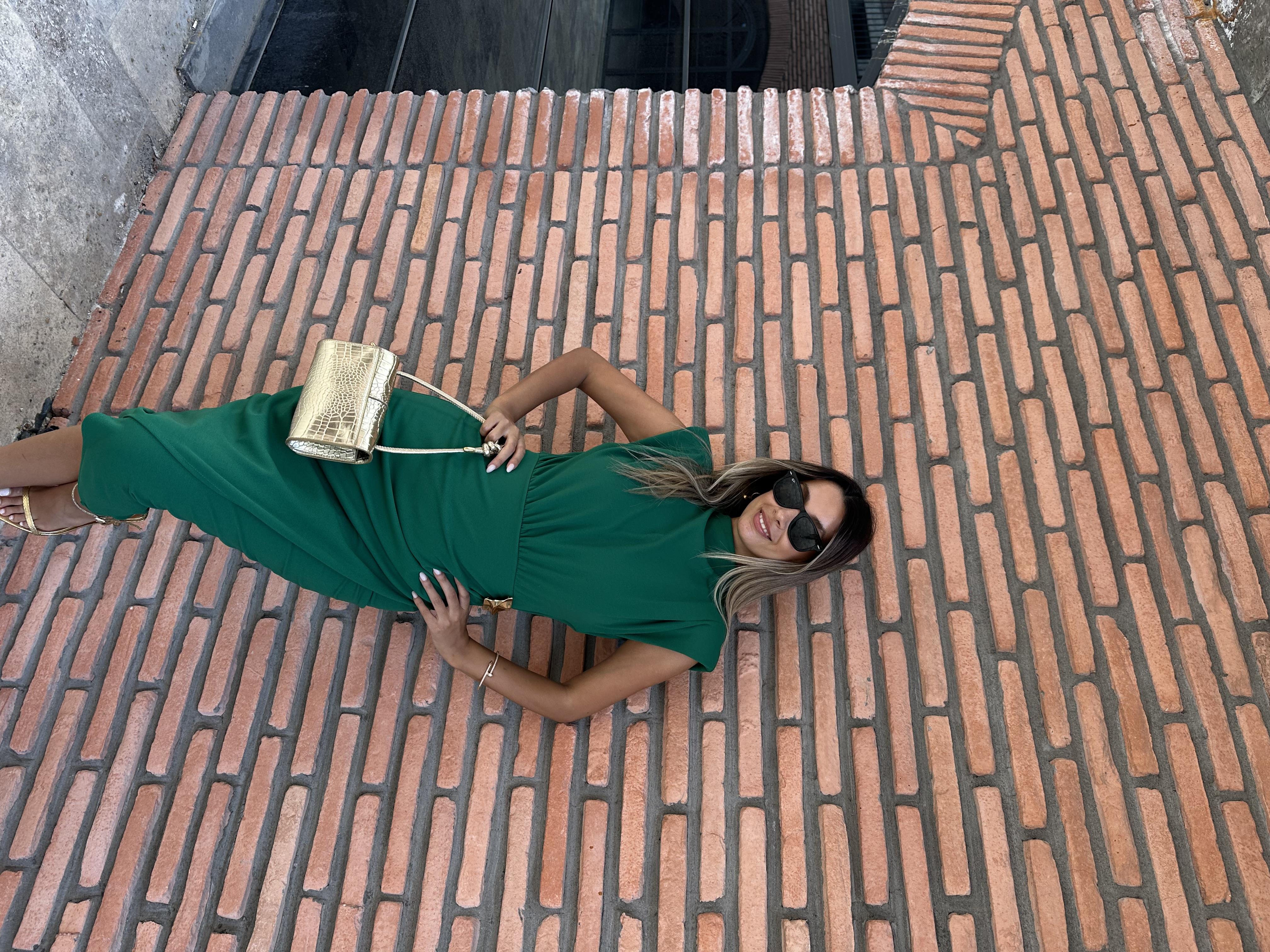 Lelisa Beli Gold Tokalı Yeşil Elbise 0706211102
