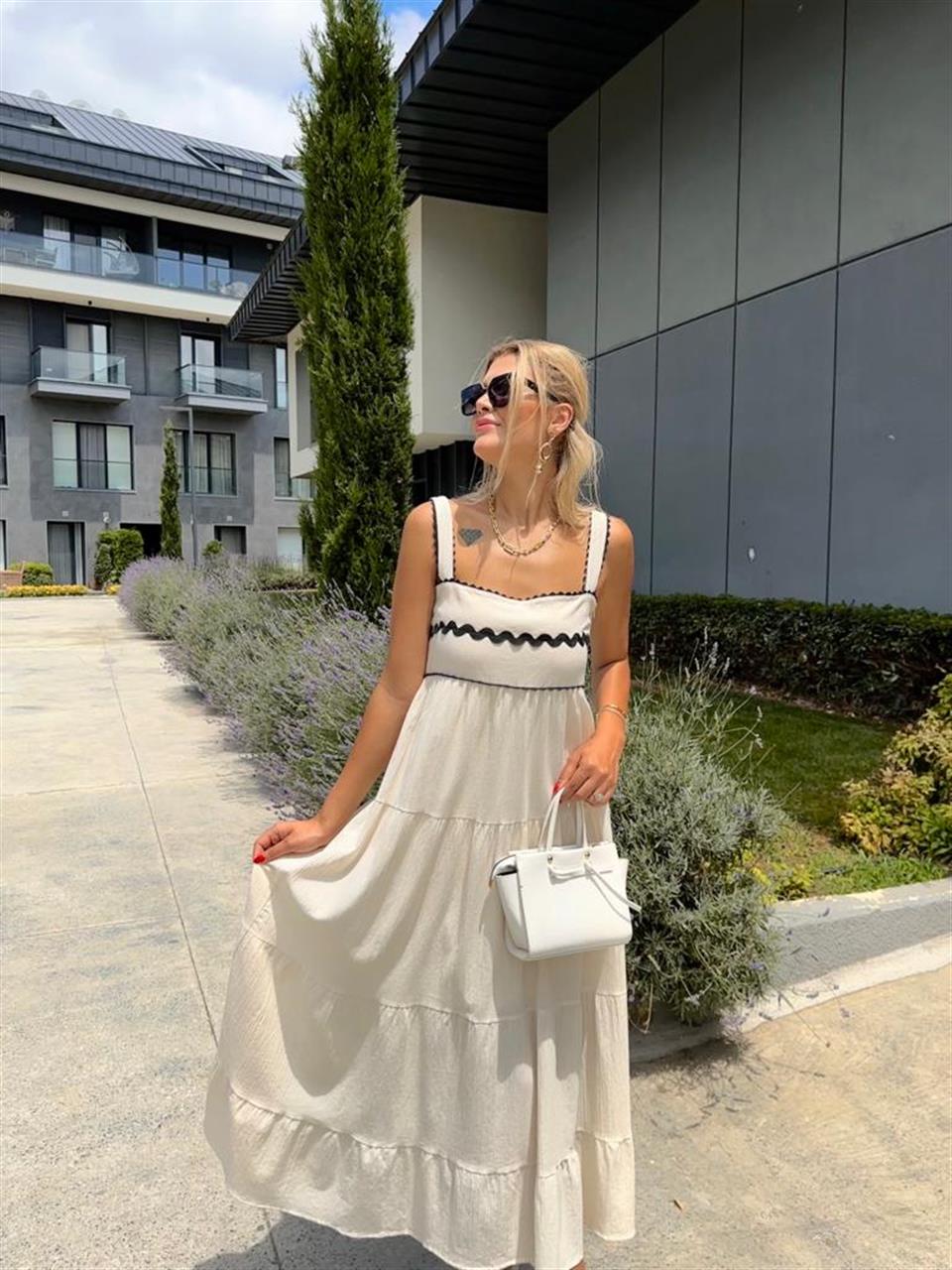 Liensa Biyeli Krem  Elbise 0707289