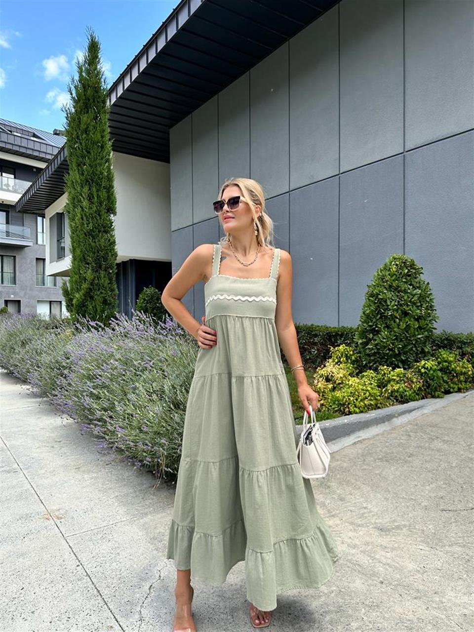 Liensa Biyeli Yeşil Elbise 0707289