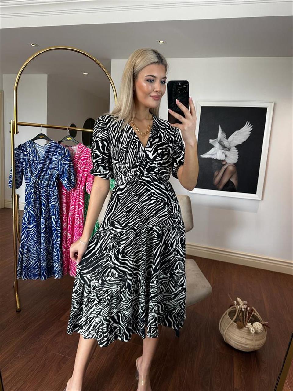 Lucca Bürümcük Kruvaze Elbise Siyah 2504159