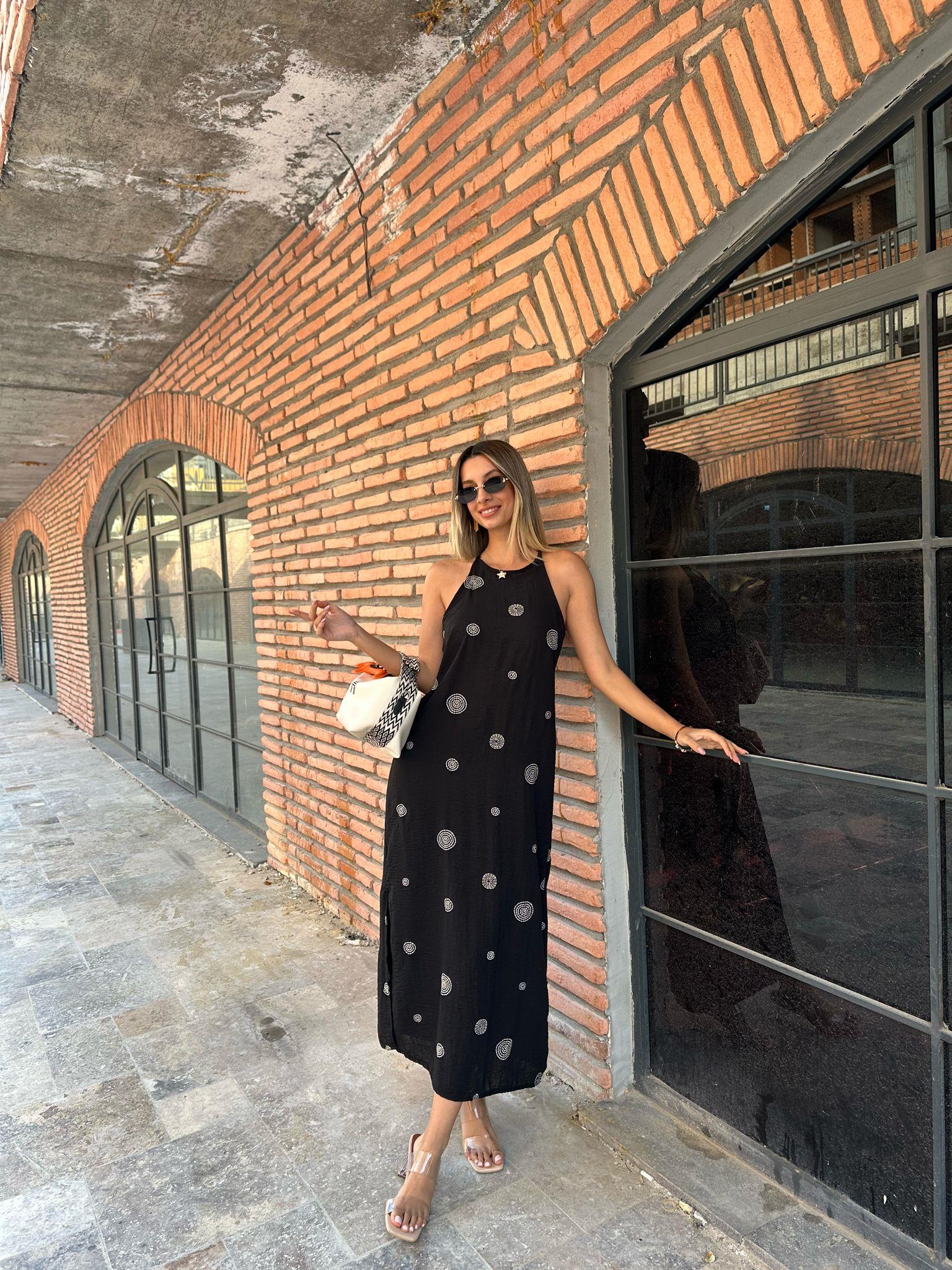 Marka Model Model Nakışlı Frezya Keten Elbise 07062189