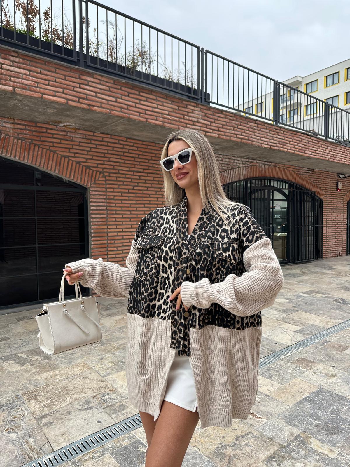 Marka Model Trikomix Koyu Leopar Hırka Vizon hrk1016rvd