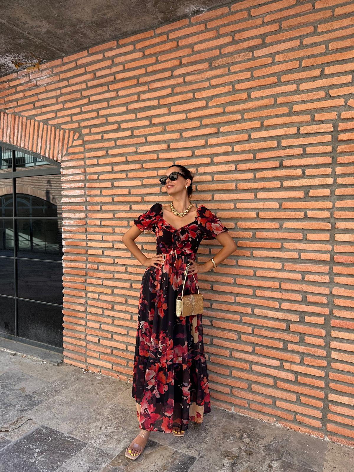 Marla Kırmızı Çiçekli Şifon Elbise 070621160
