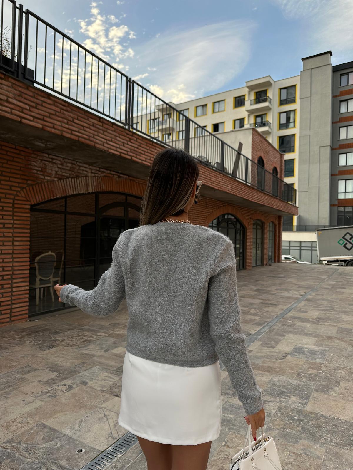 Mass Duti Model Teddy Hırka Gri hrk1062bnt