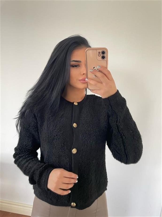 Massimo Model Lüx Kalite Teddy Hırka Siyah M22