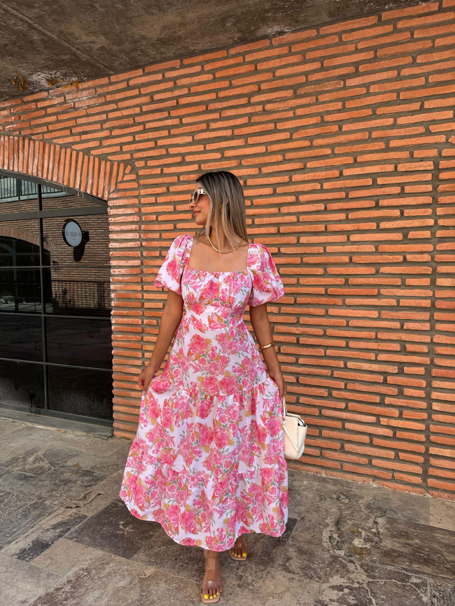 Matilda Pembe Çiçekli Poplin Elbise  070621154