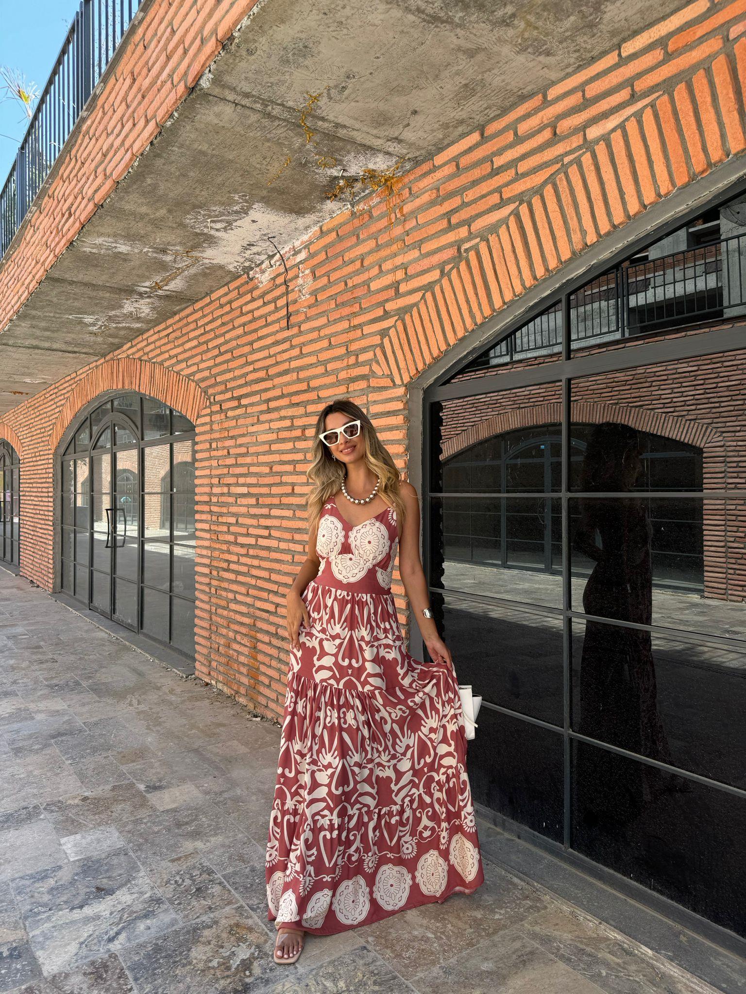Mela İp Askı Beyaz Şal Desenli Poplin Elbise Yavruağzı 070621110