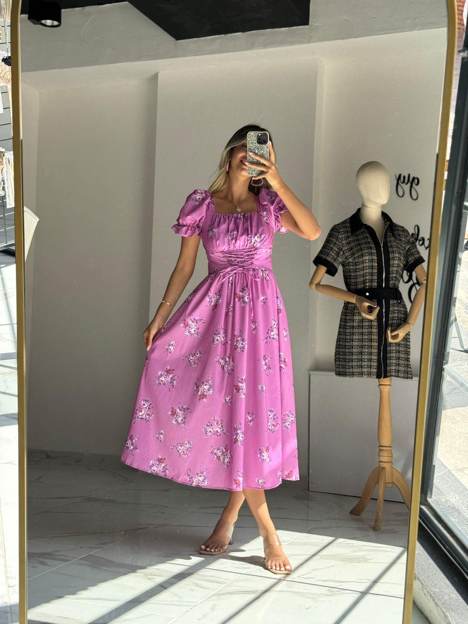 Miessa Bel İp Korseli Lila Elbise 070621113
