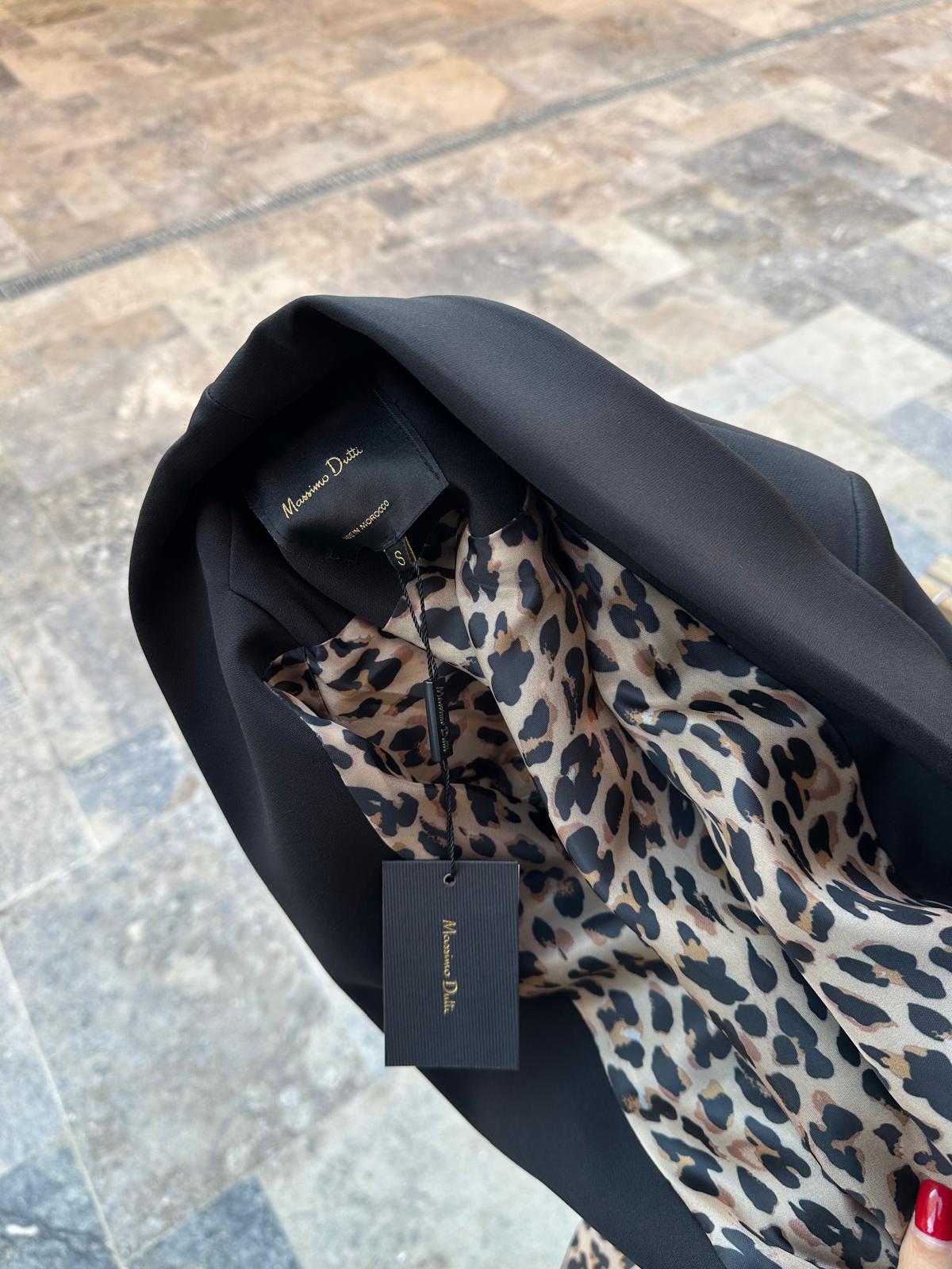 Mmass Duti Leopar Astarlı Blazer Siyah Ceket bckt1095mr
