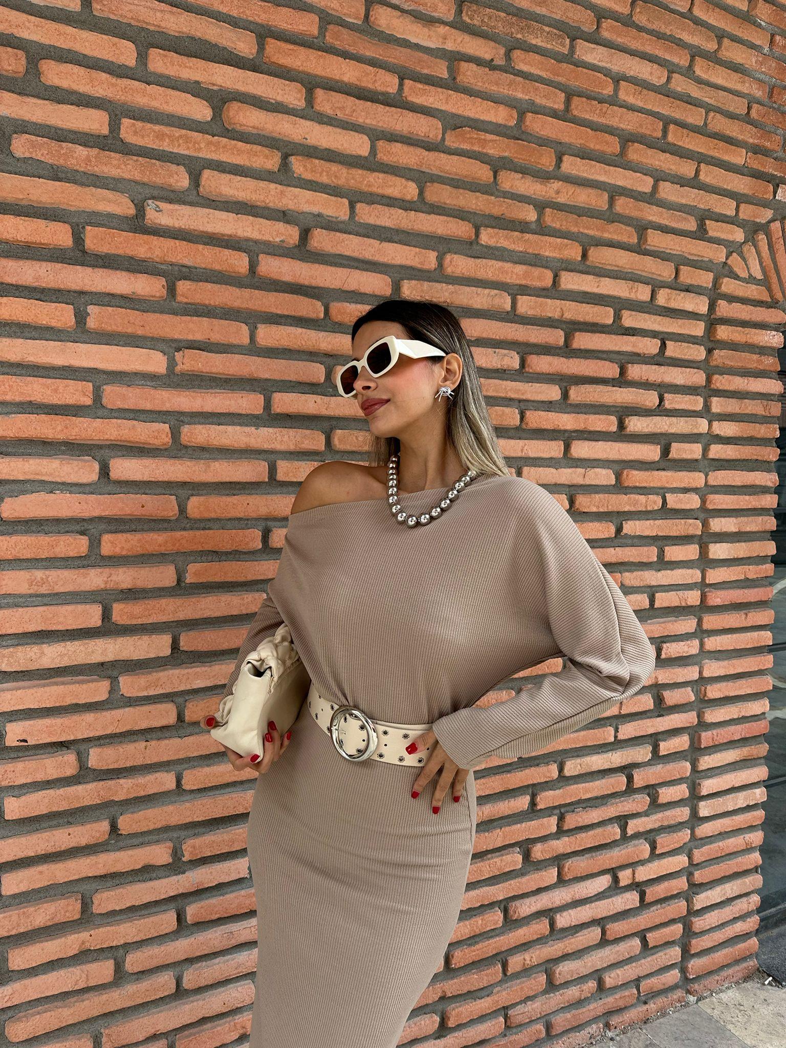 Monica Kemerli Fitilli Vizon Elbise kelb1039ny