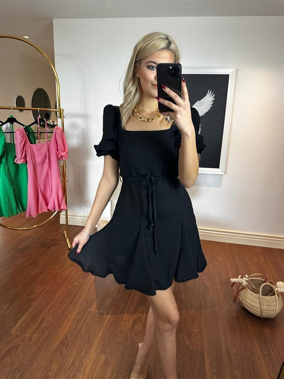 Nelly Örgü Kemer Elbise Siyah 1304130