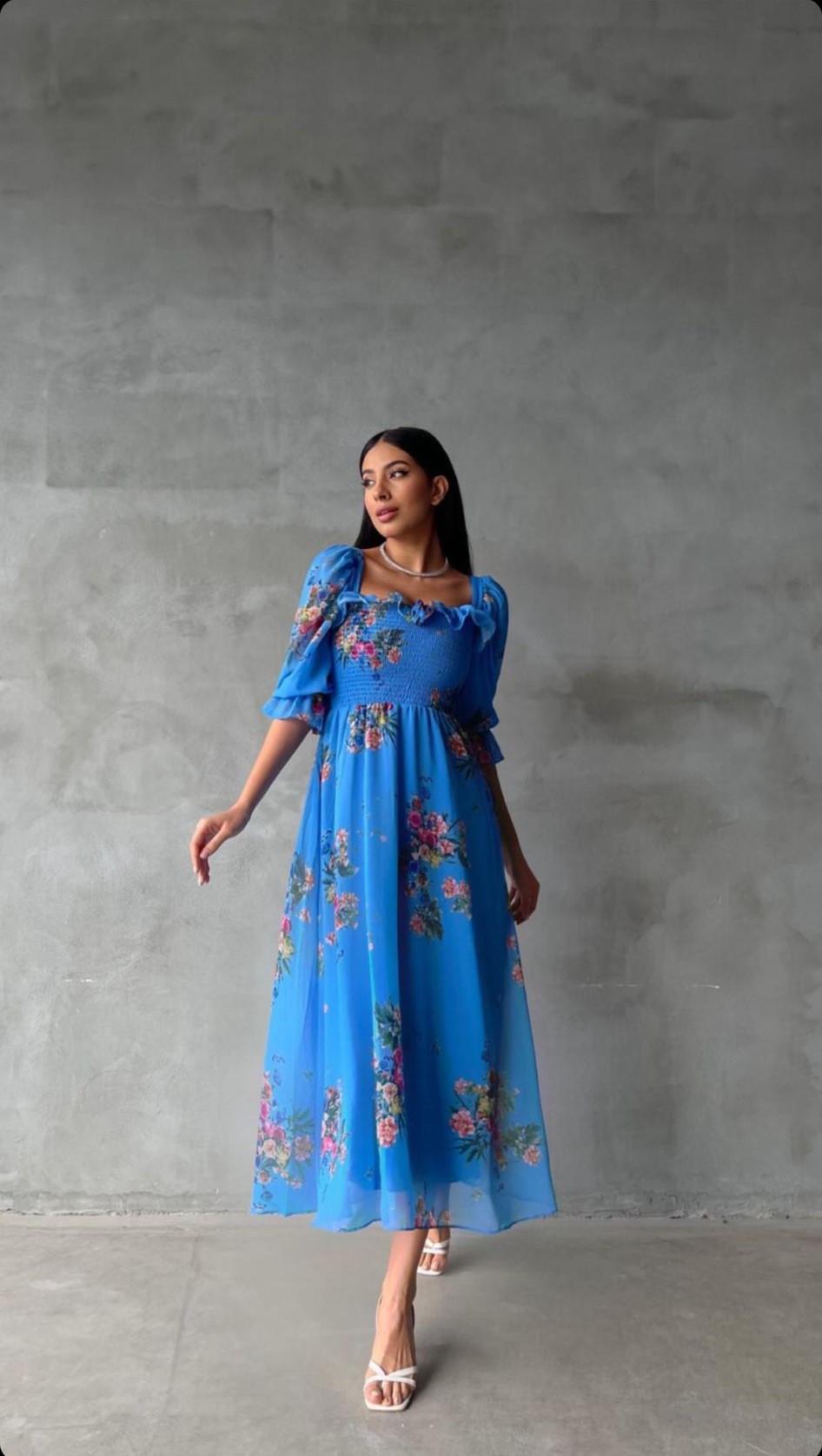 Olia Gipeli Şifon Elbise Mavi 1707459