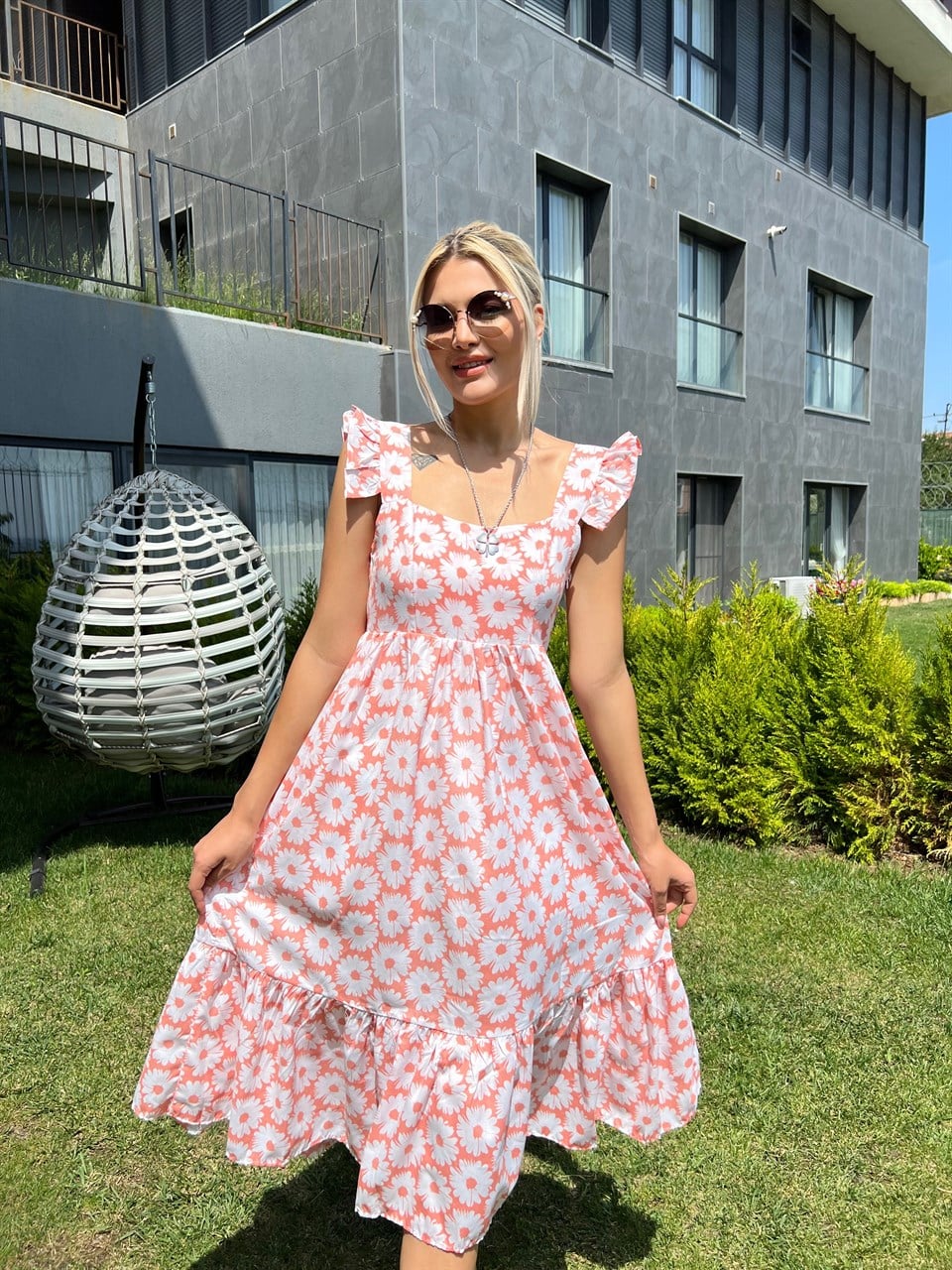 Papatyalı Somon Elbise