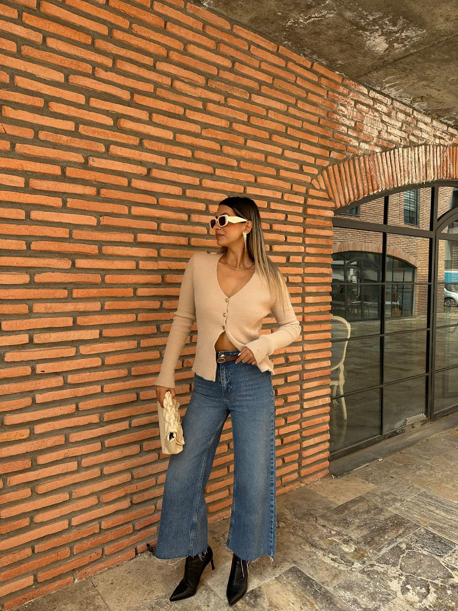Petra Gold Düğmeli Vizon Hırka hrk1008bndt