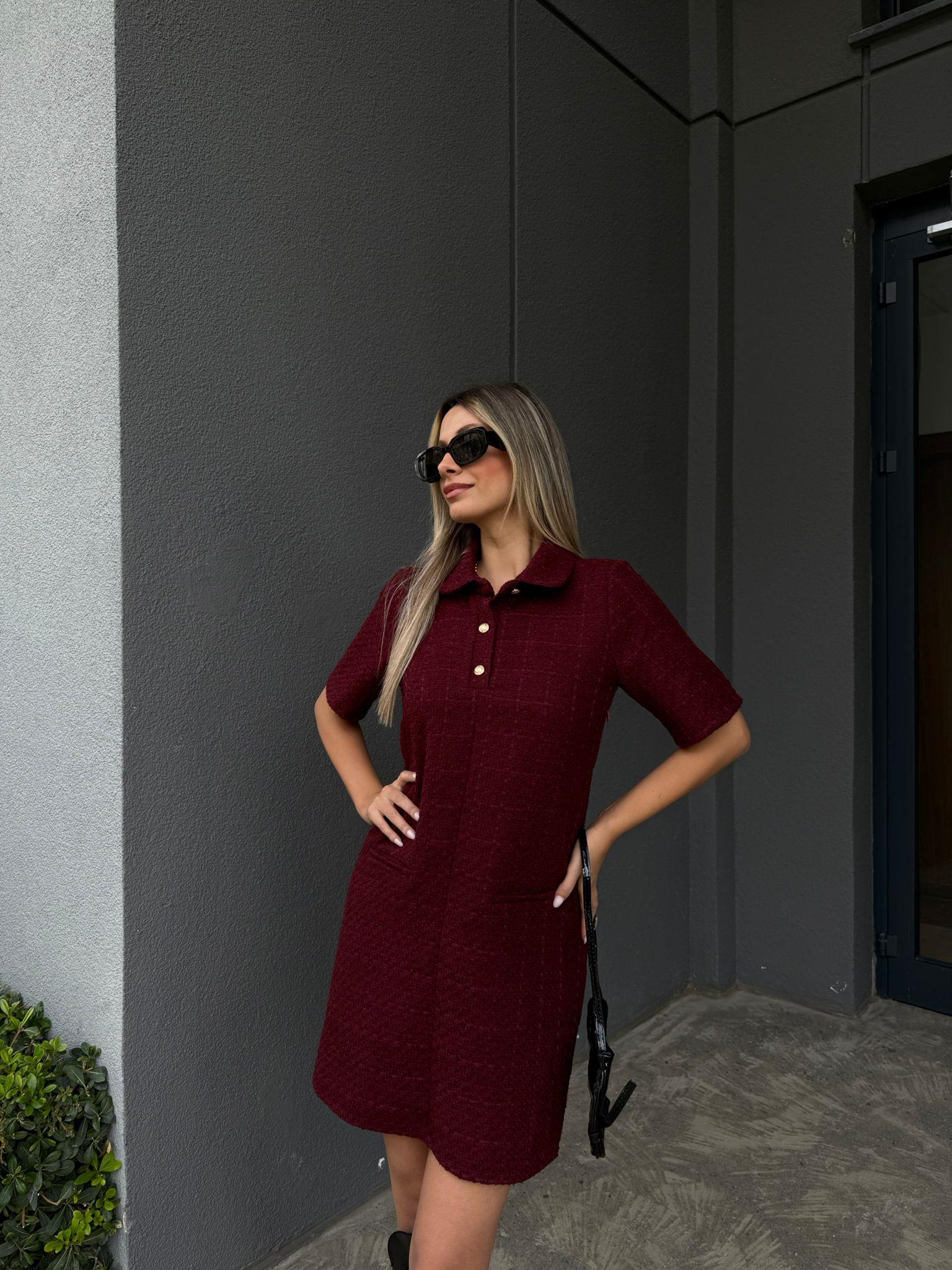 Polo Yaka Düğmeli Tüvit Elbise telb2142swmn