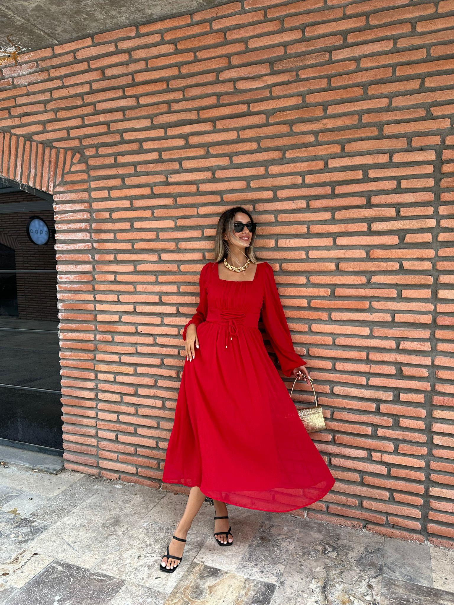 Repsa Bel Korseli Kırmızı Elbise  070621197