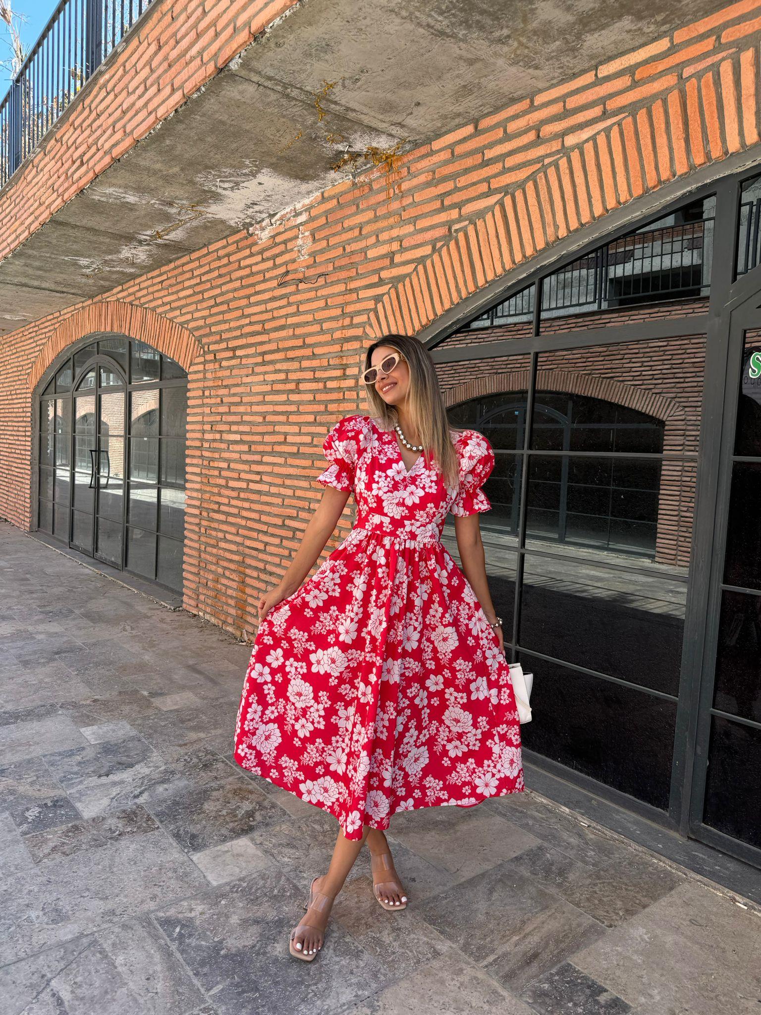 Rita Papatyalı Poplin Elbise Kırmızı 070621142