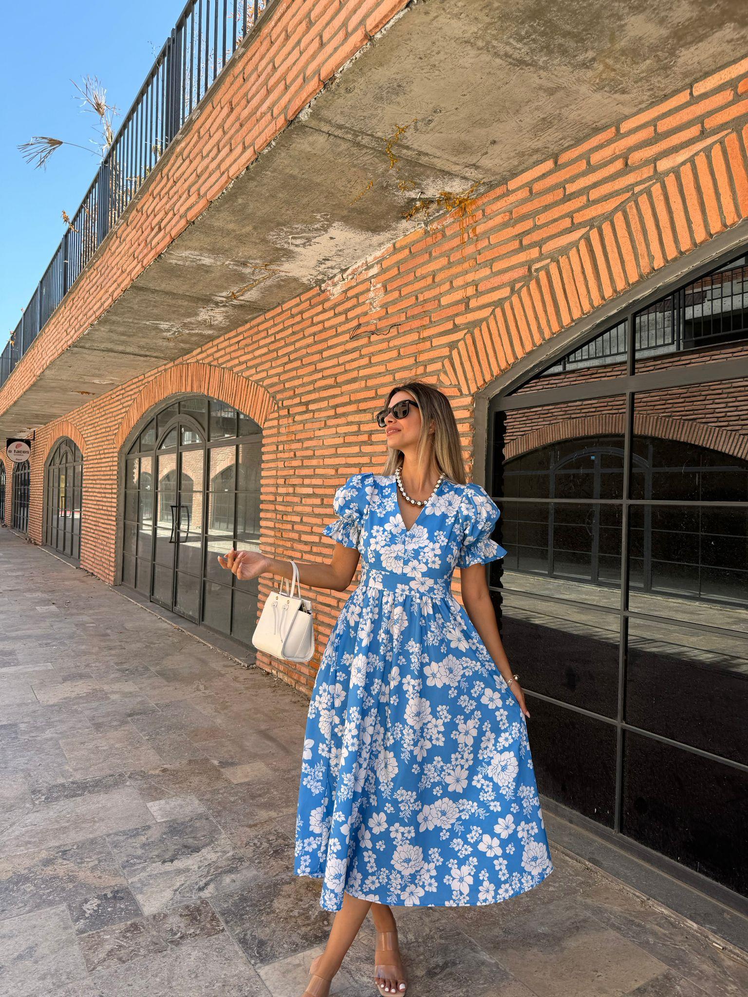 Rita Papatyalı Poplin Elbise Mavi 070621142