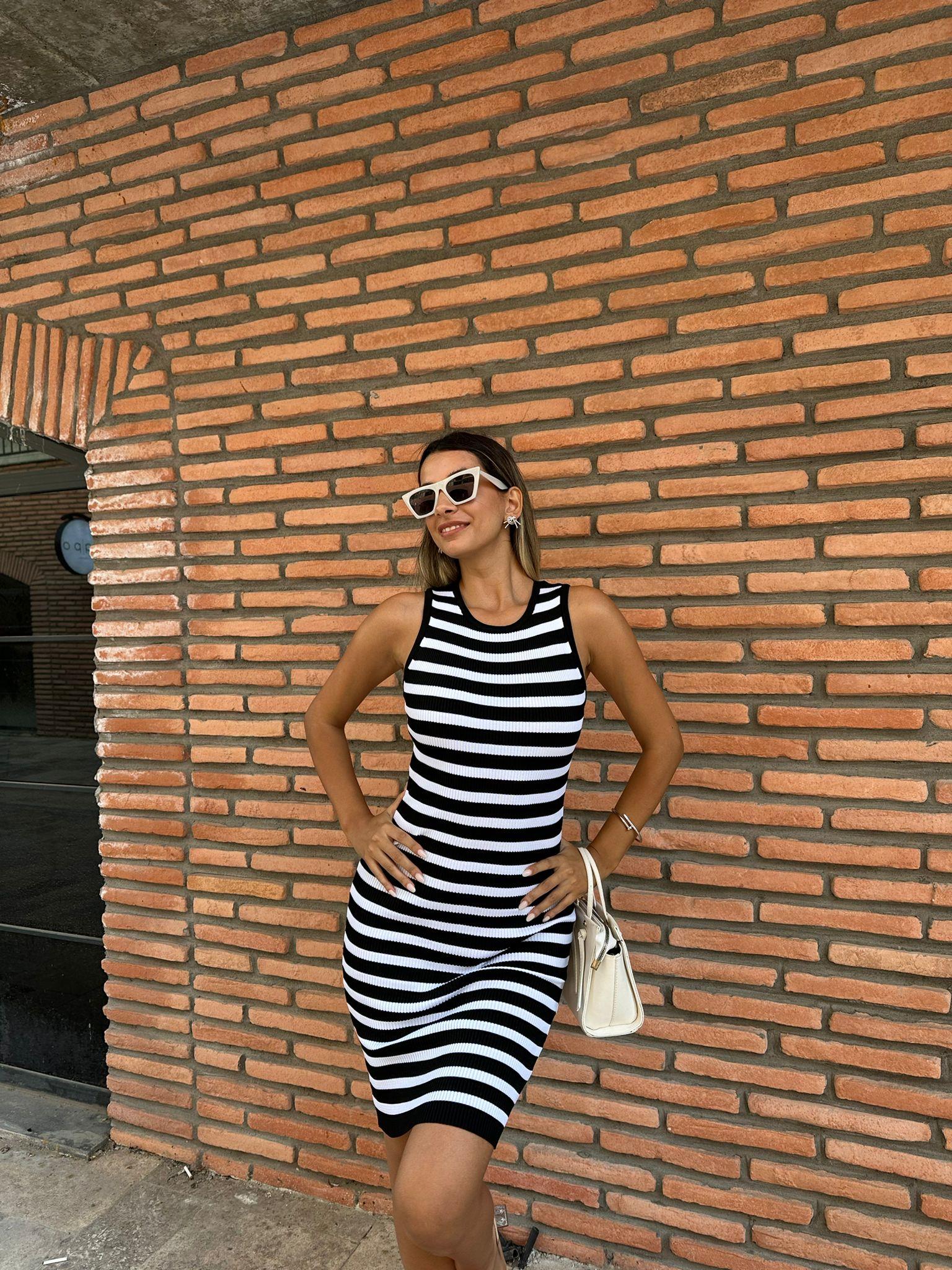 Ronni Çizgili Triko Elbise 0706211111