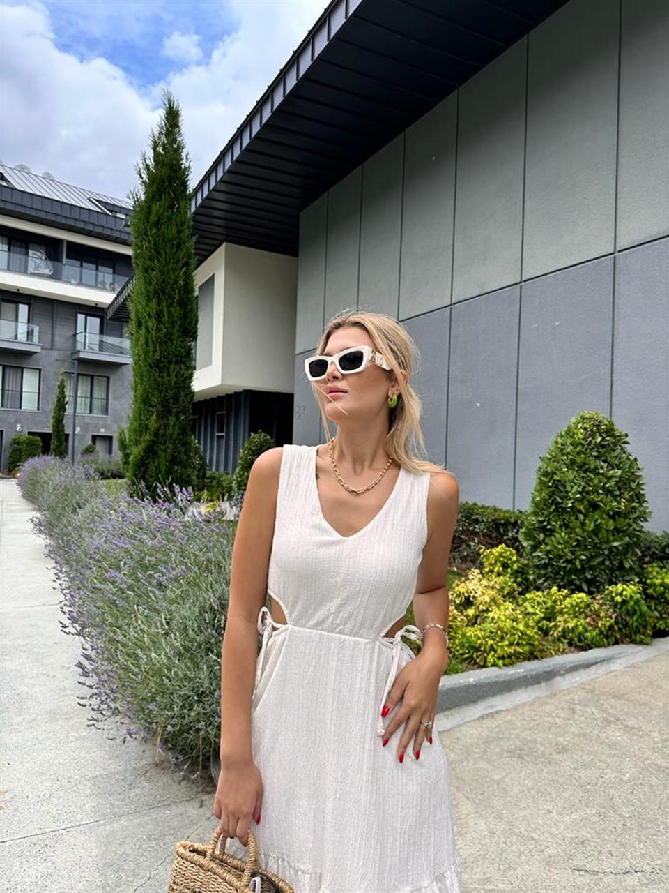 Ruby Bel Pencereli Elbise Krem 0707299