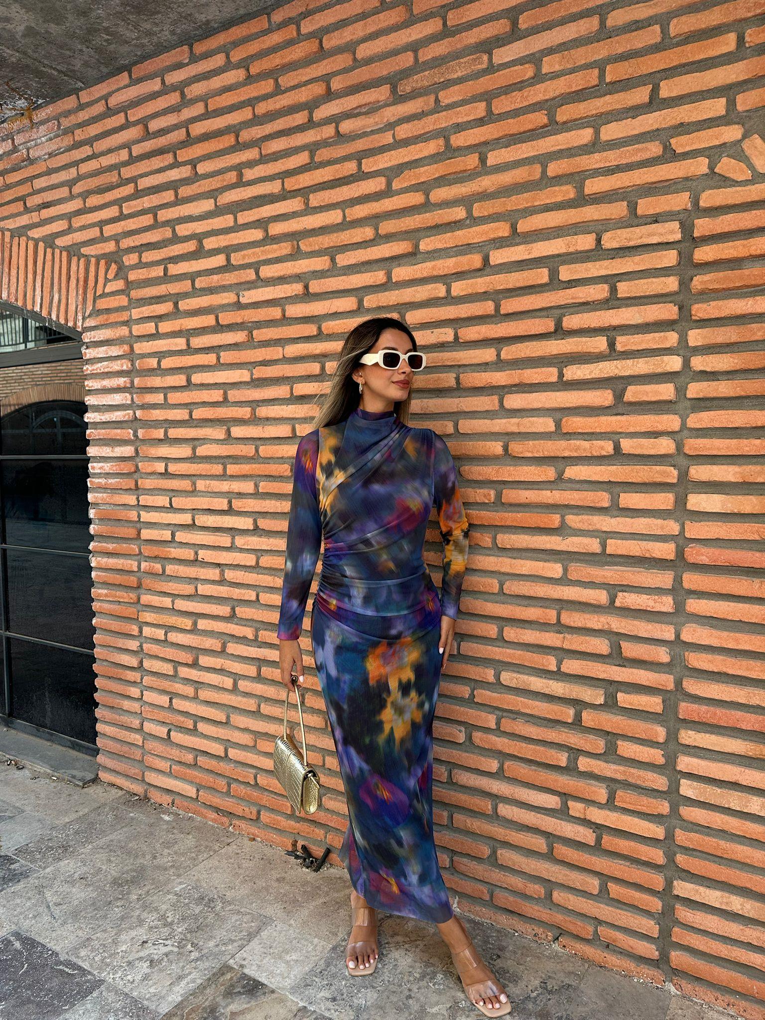 Selisa Tuval Desen Tül Elbise  070621196