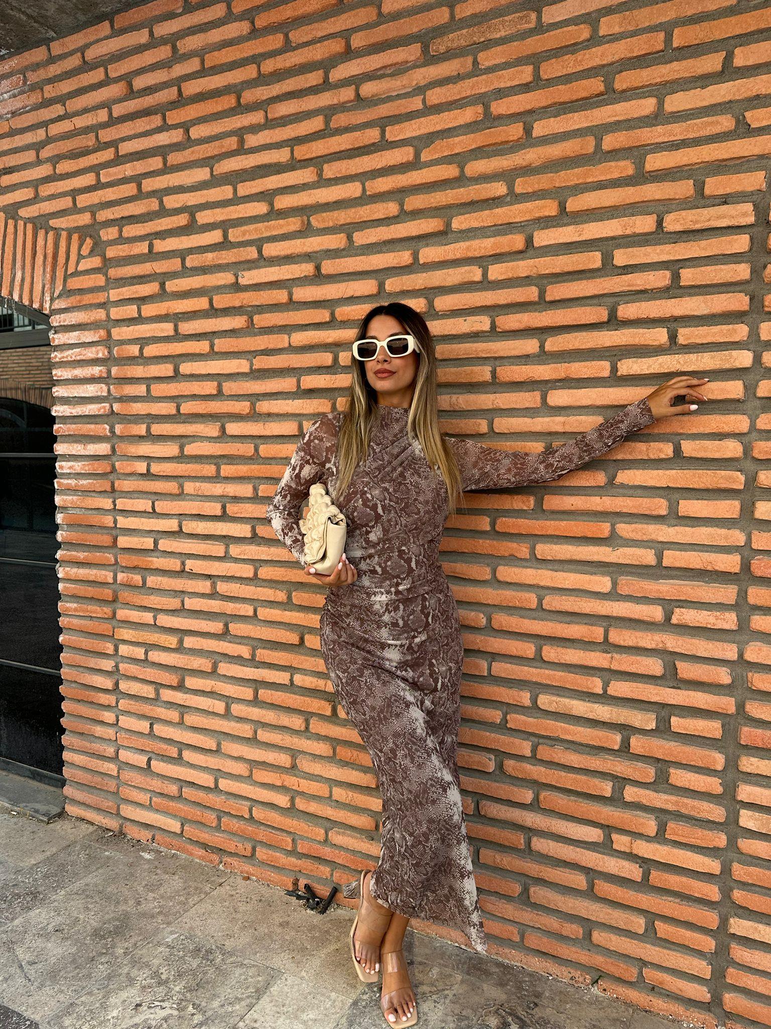Selisa Yılan Desen Tül Elbise  070621196