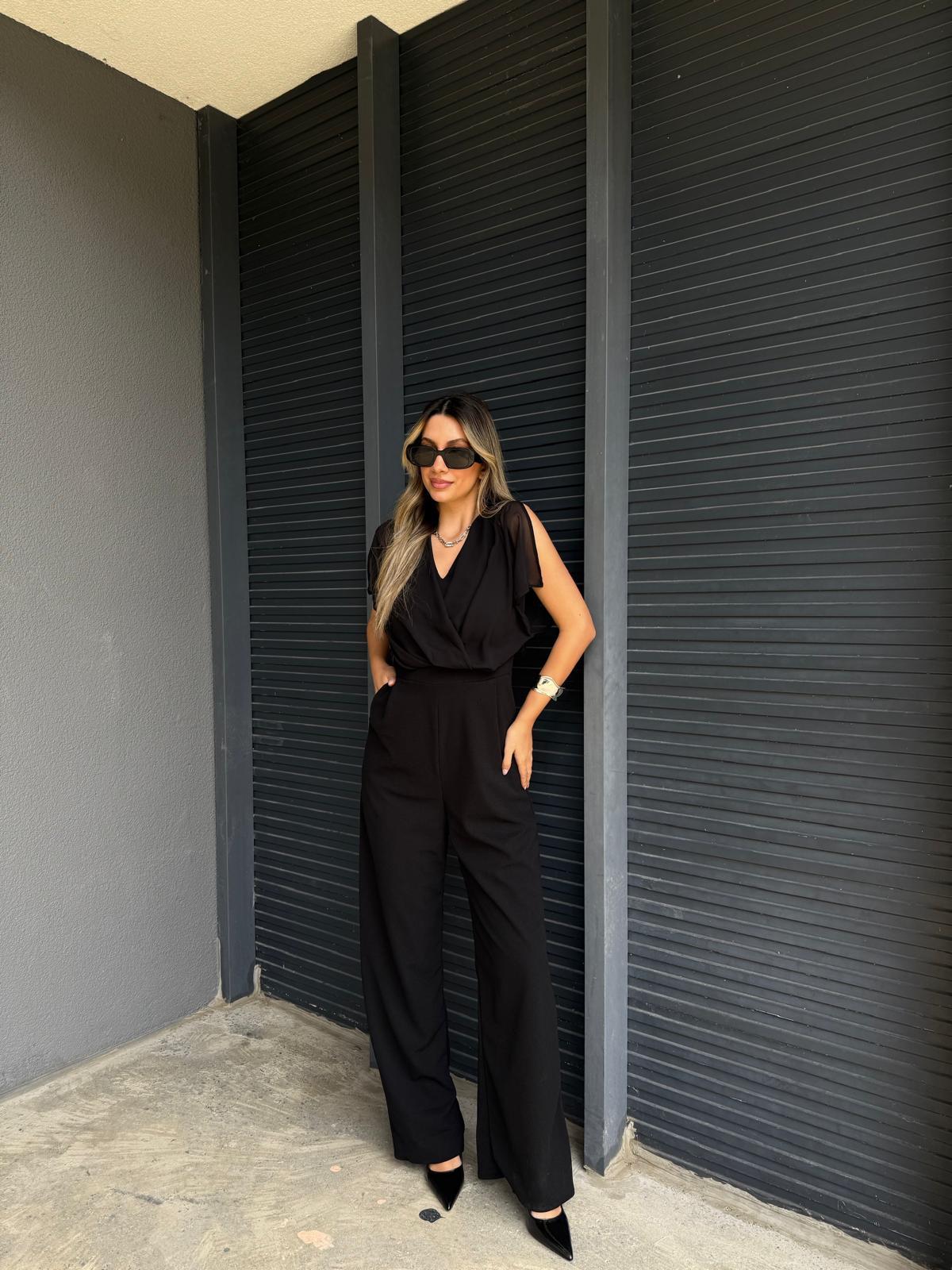 Tül Bluzlu Tulum Siyah tlm2213grs