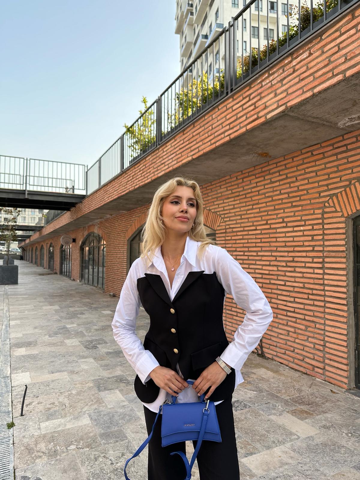Yelek Garnili Gömlek Siyah  0706274
