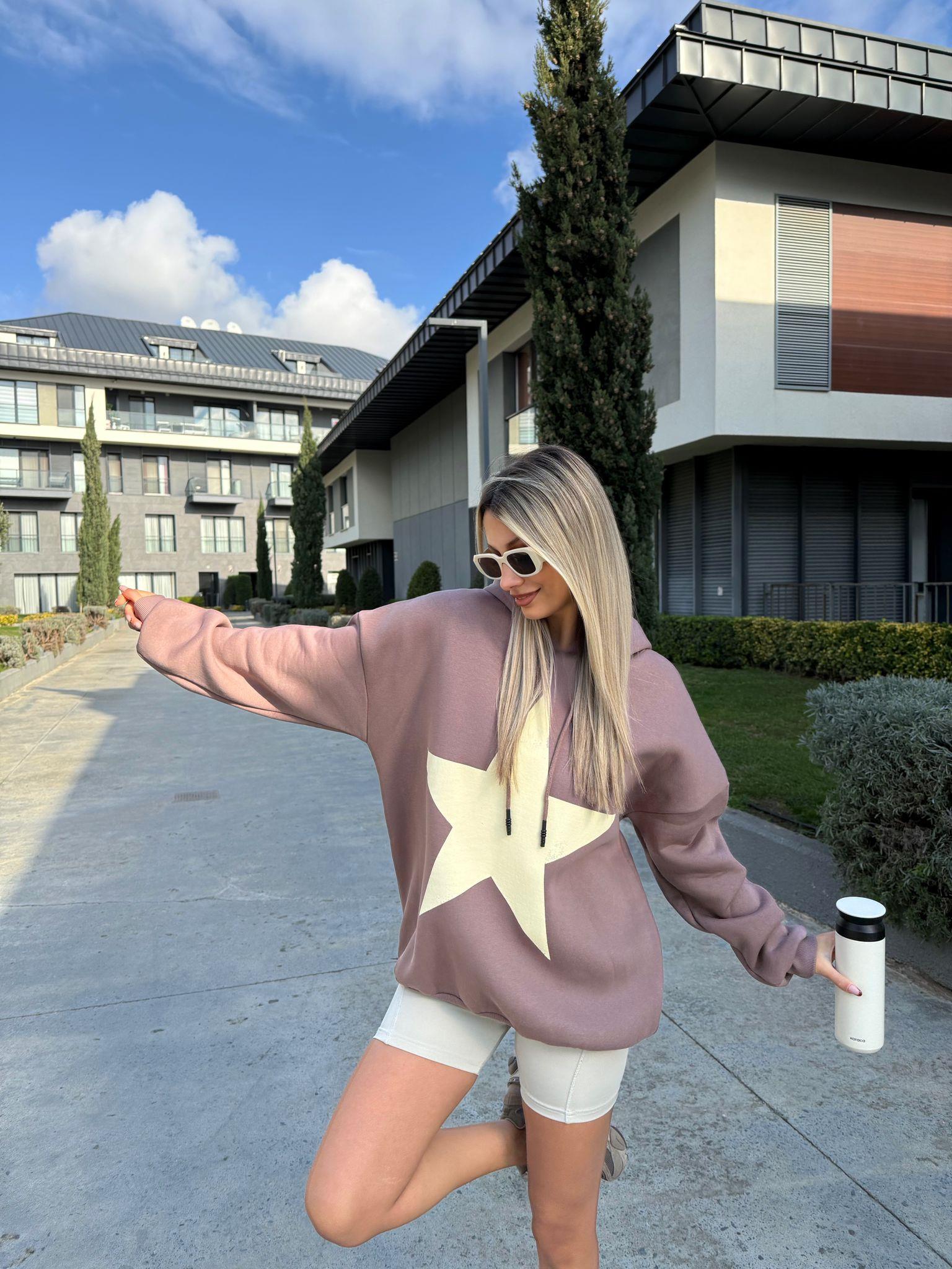 Yıldız Baskılı Sweat Lila swt1045ogz
