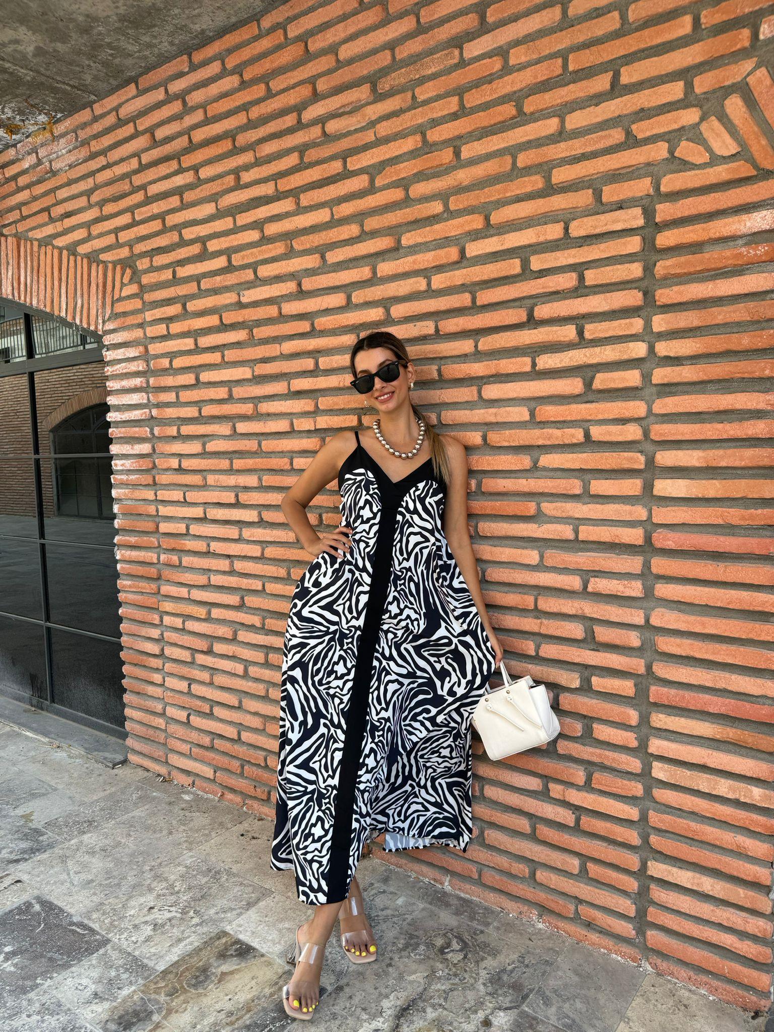 Zebra Desen Salaş İp Askı Elbise 070621147